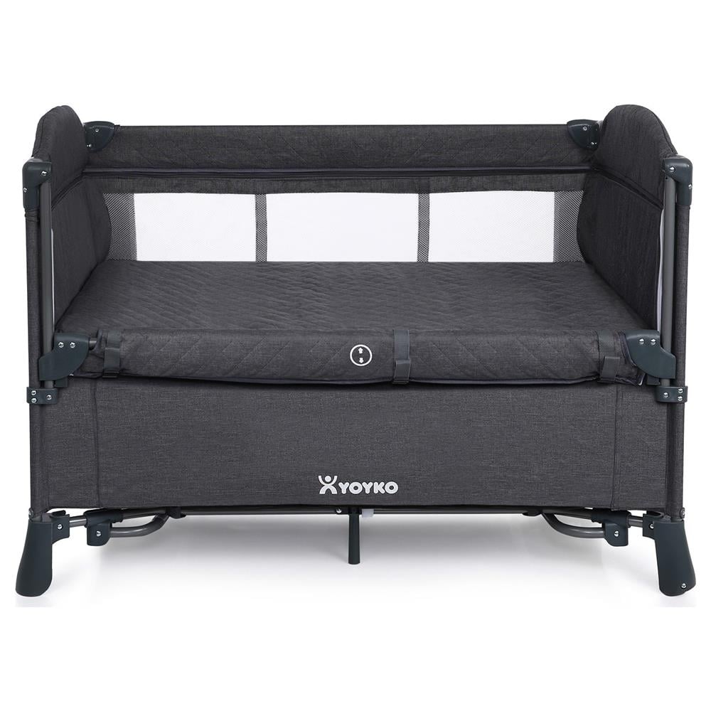 Yoyko Exclusive Comfort 8 in 1 Anne Yanı Park Yatak Oyun Parkı 70x110 - Koyu Gri