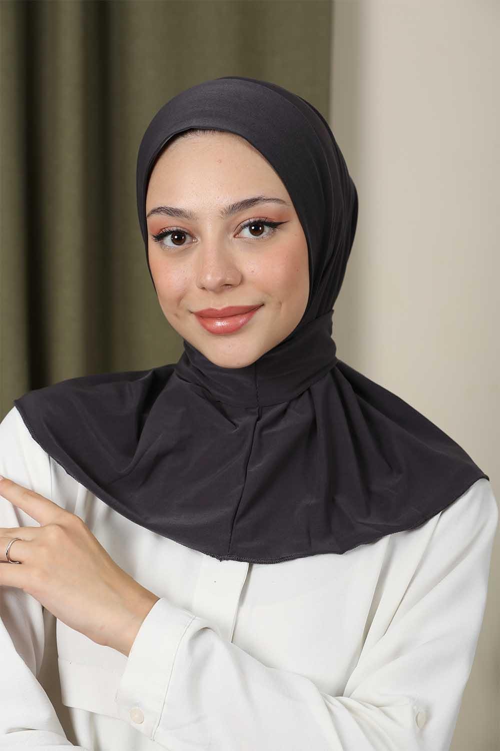 Çıtçıtlı Hijab Bone Füme