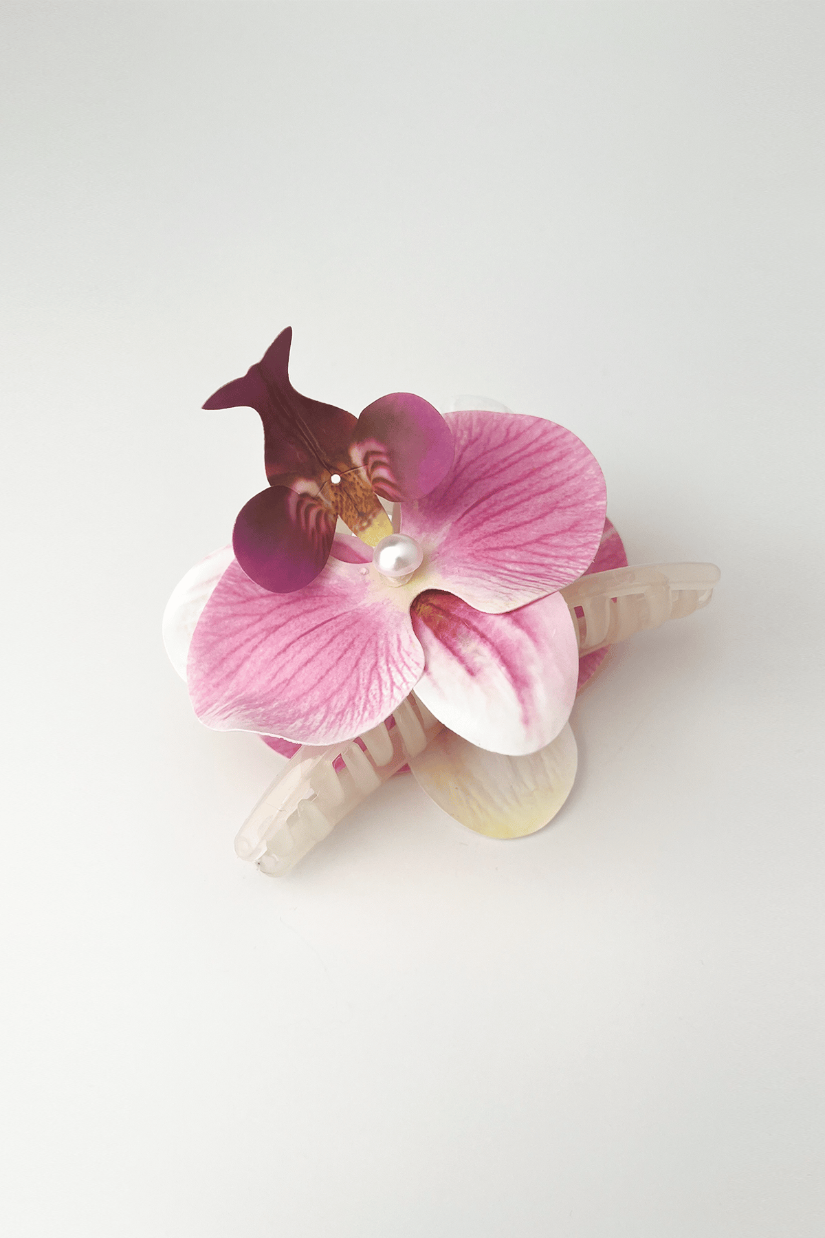 Aloha Orkide Çiçeği İncili Mandal Toka (Ölçü:10cm)