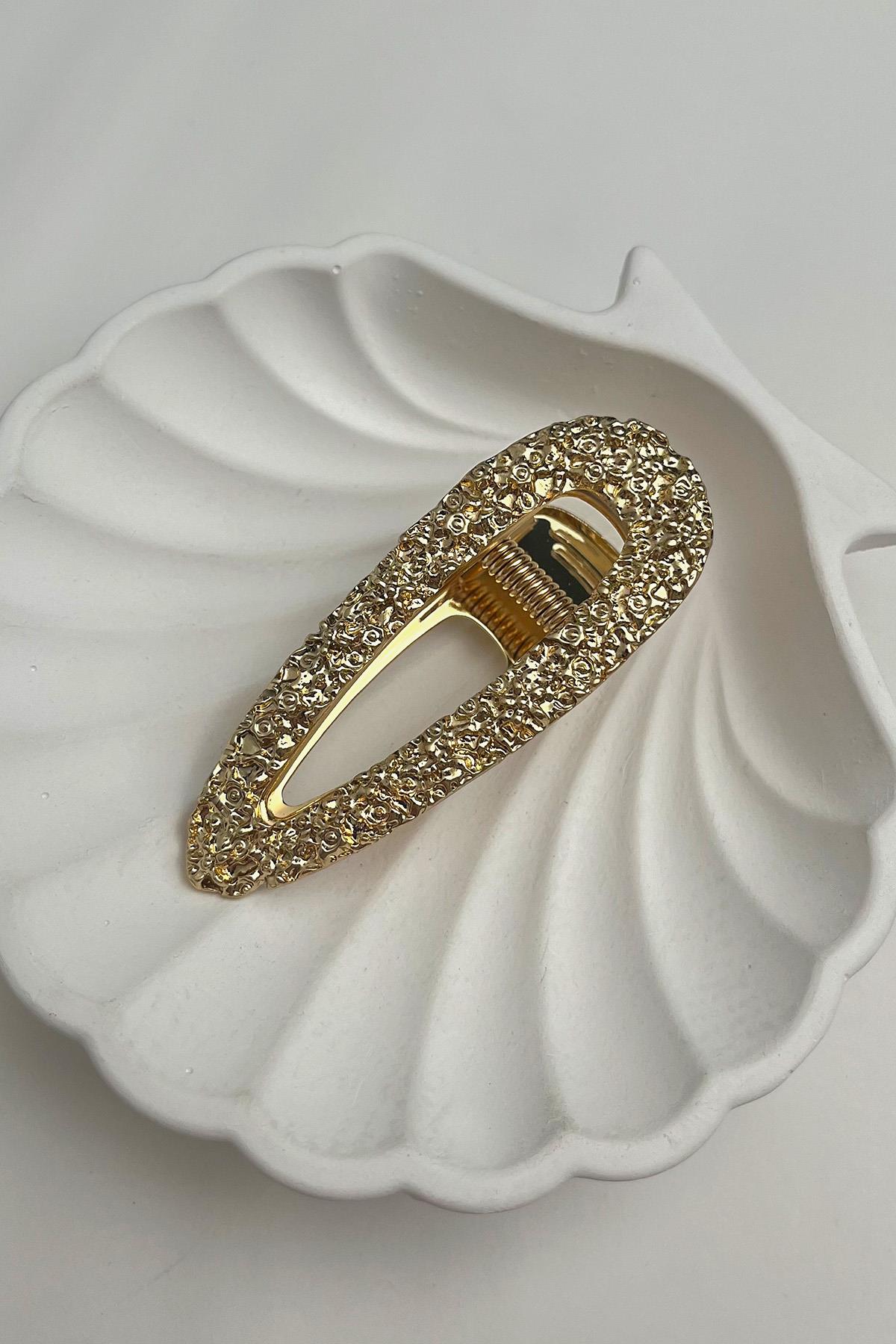 Altın Rengi Tırtıklı Yan Toka (Ölçü:6,5 cm)