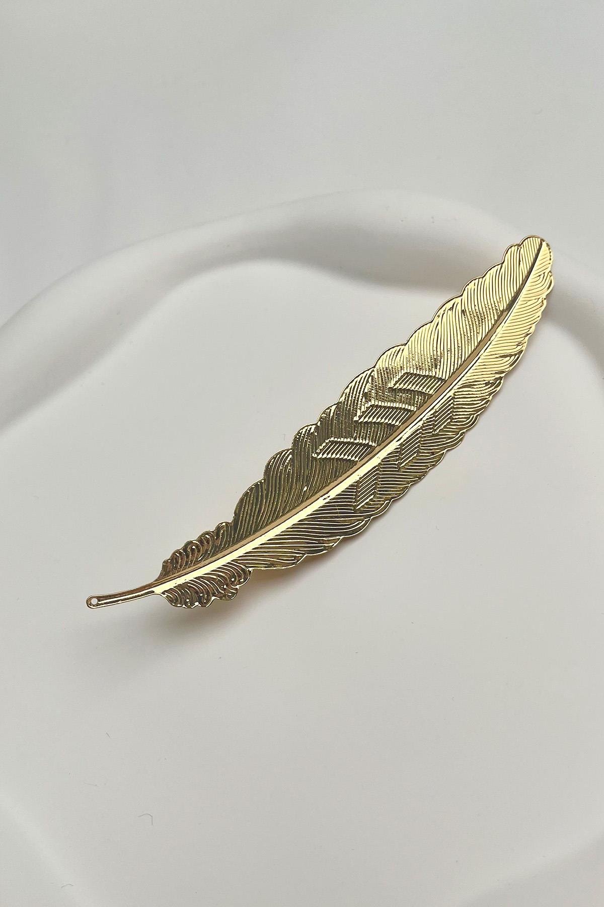 Altın Rengi Tüy Yan Toka (Ölçü:12 cm)