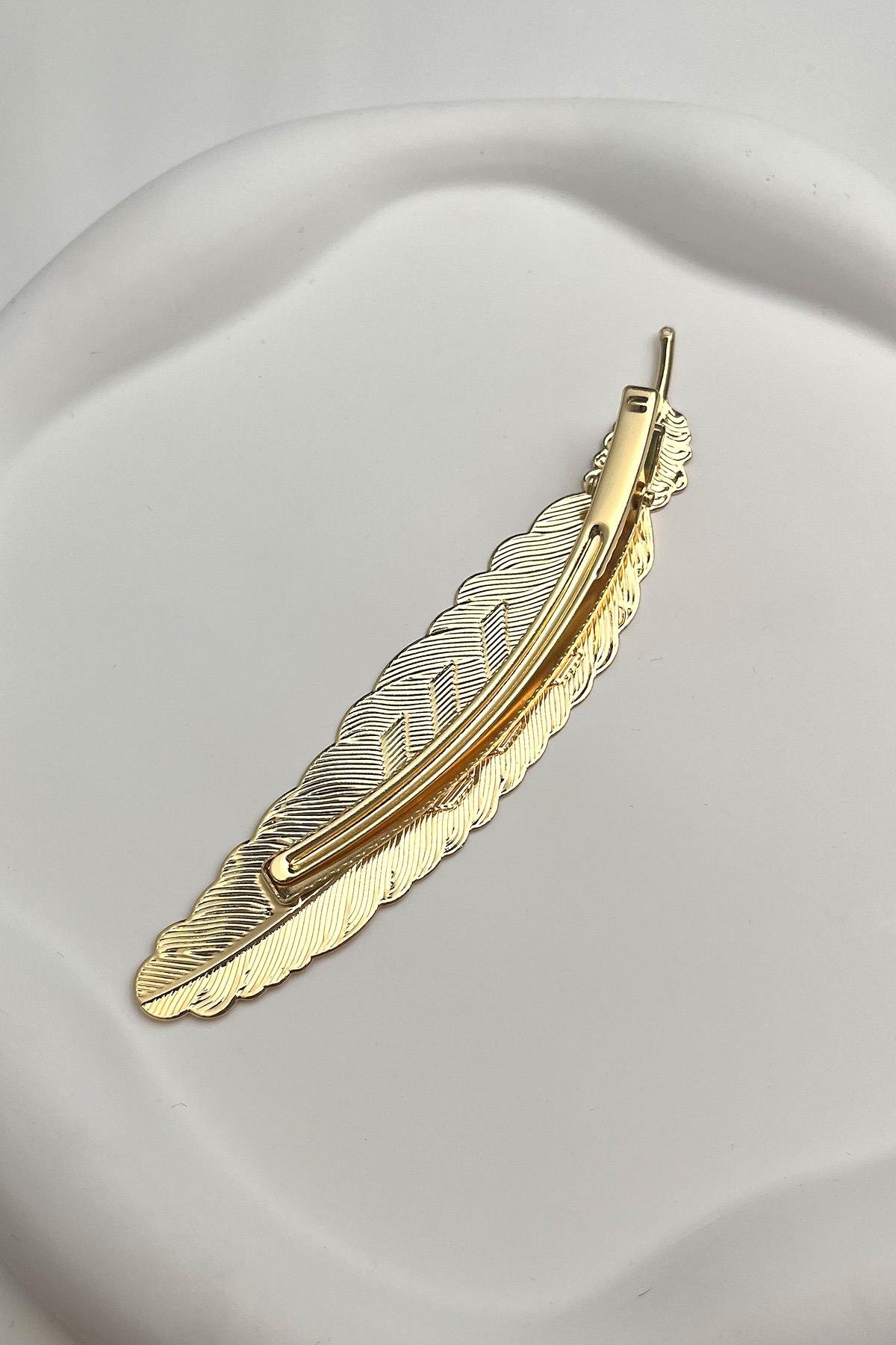Altın Rengi Tüy Yan Toka (Ölçü:12 cm)