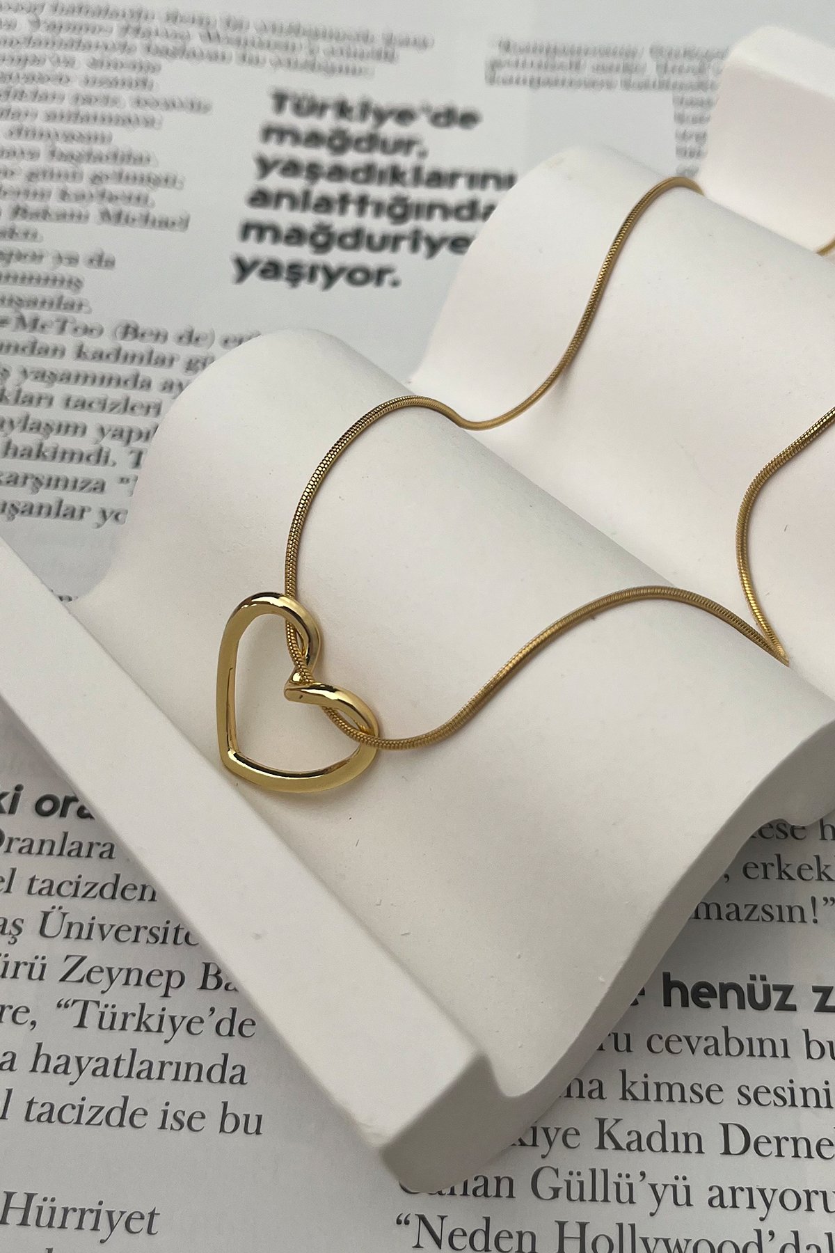 Çelik İçten Zincir Geçmeli Kalp Kolye (Ölçü:40cm+5)