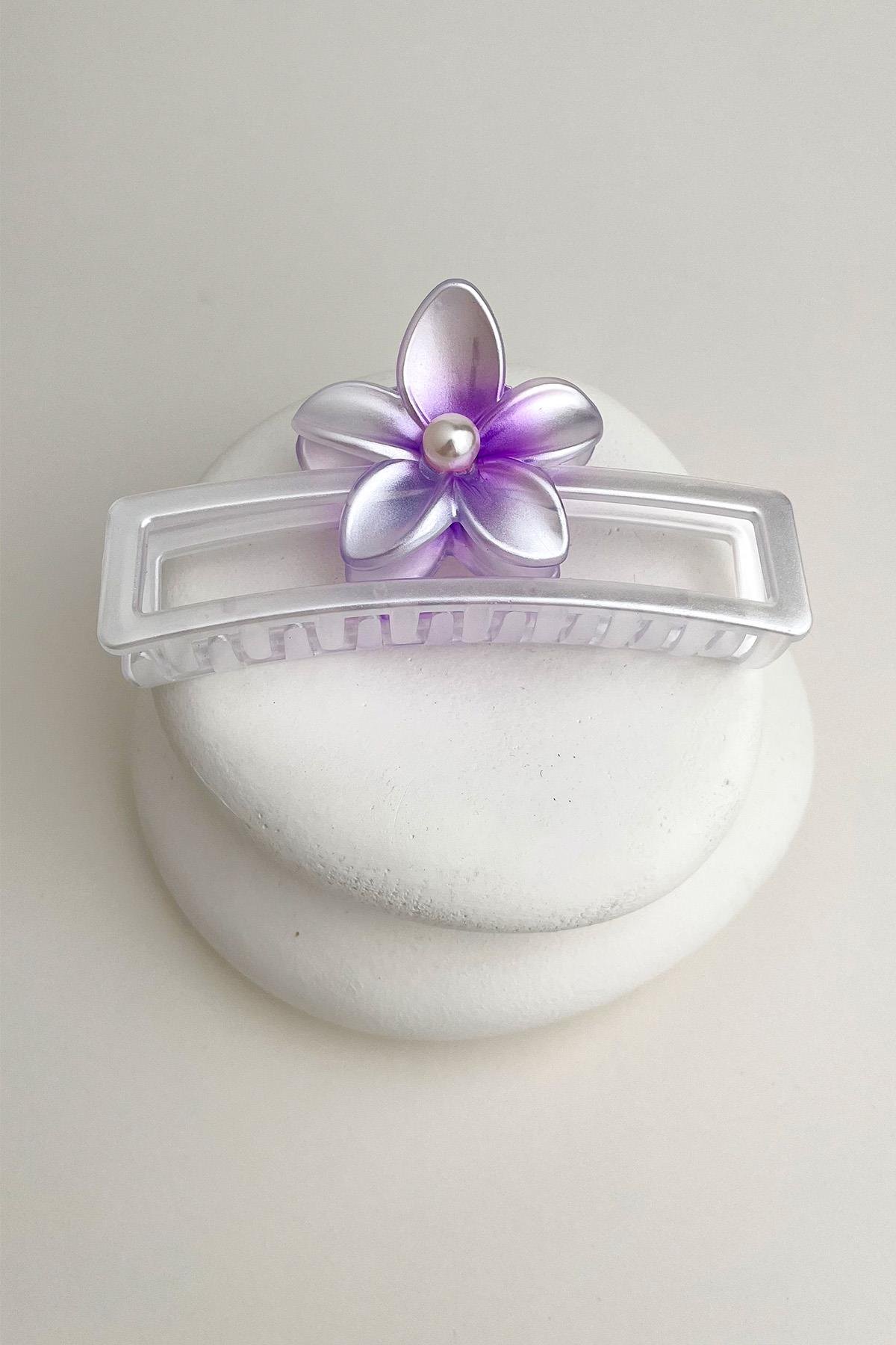 İnci Detaylı Yonca Çiçek Mandal Toka (11cm)