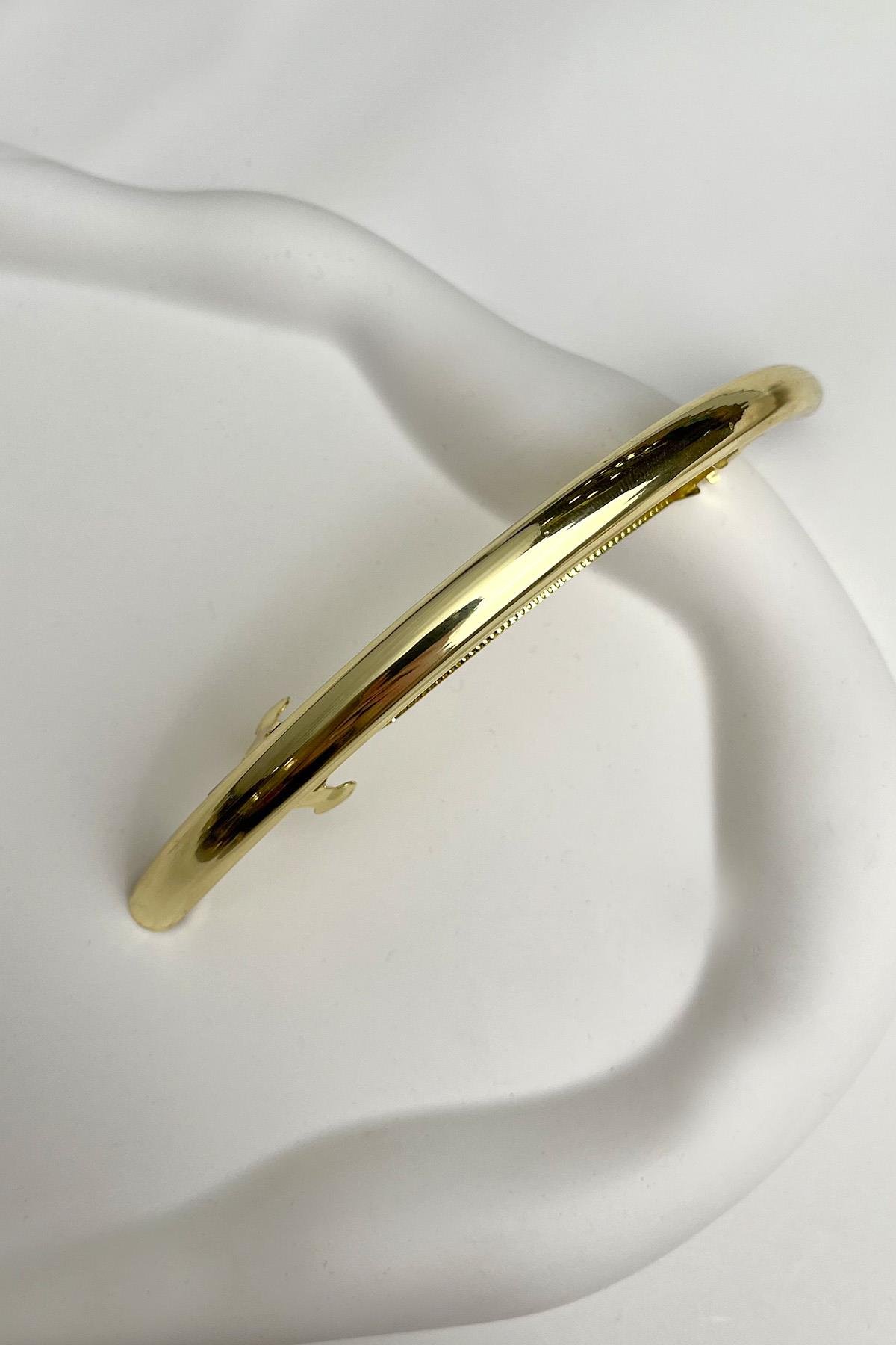 Kıvrımlı Gold Boru Plaka Klipsli Toka (Ölçü:15 cm)