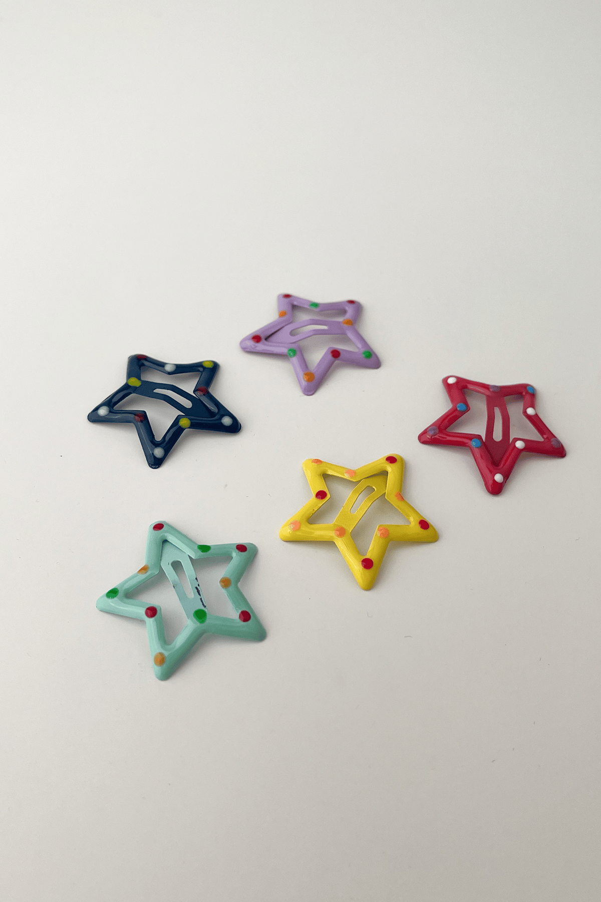 Renkli 5 Li Yıldız Çıtçıt Star Toka (Ölçü:3cm)