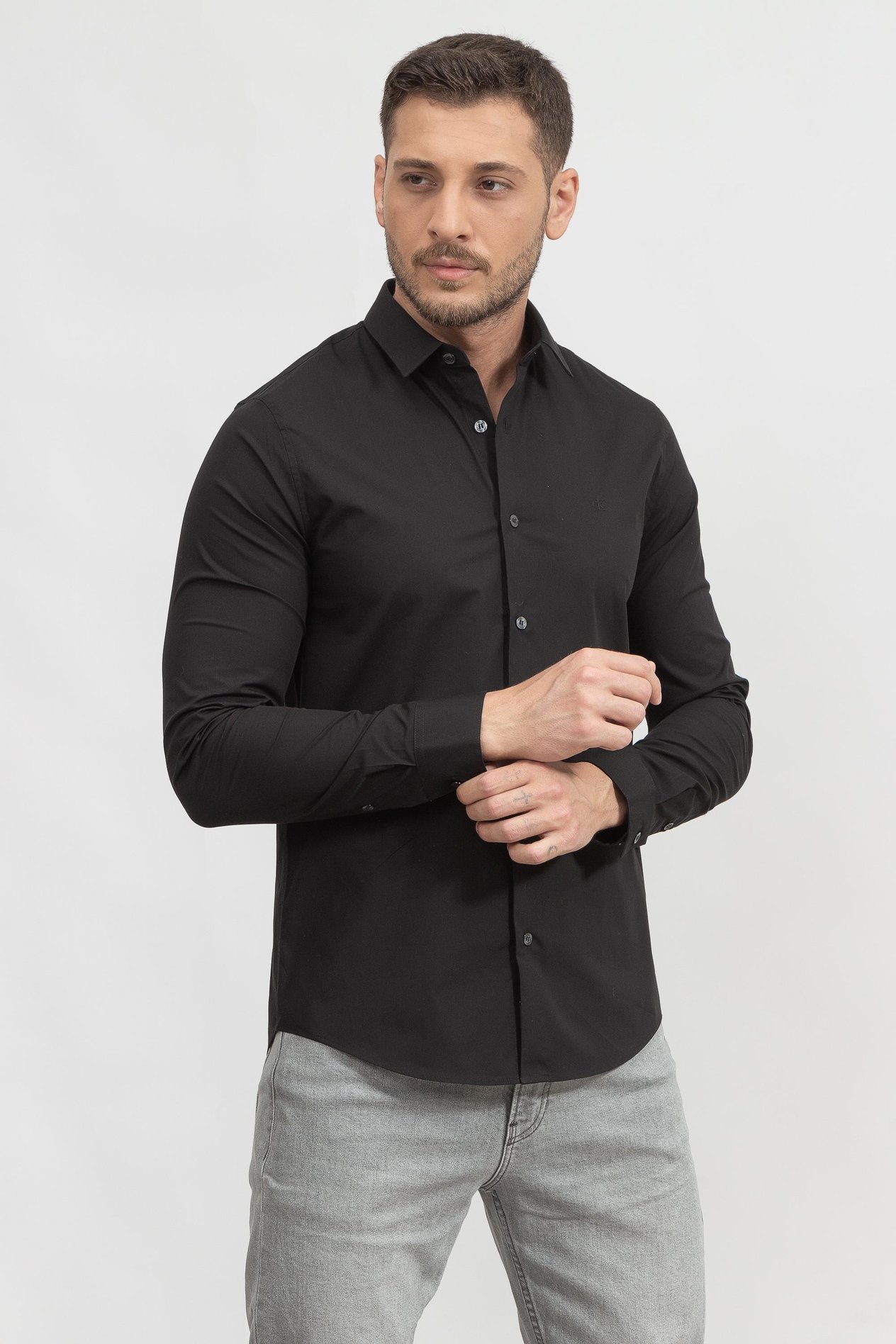 Calvin Klein Chest Logo Slim Stretch Erkek Gömlek