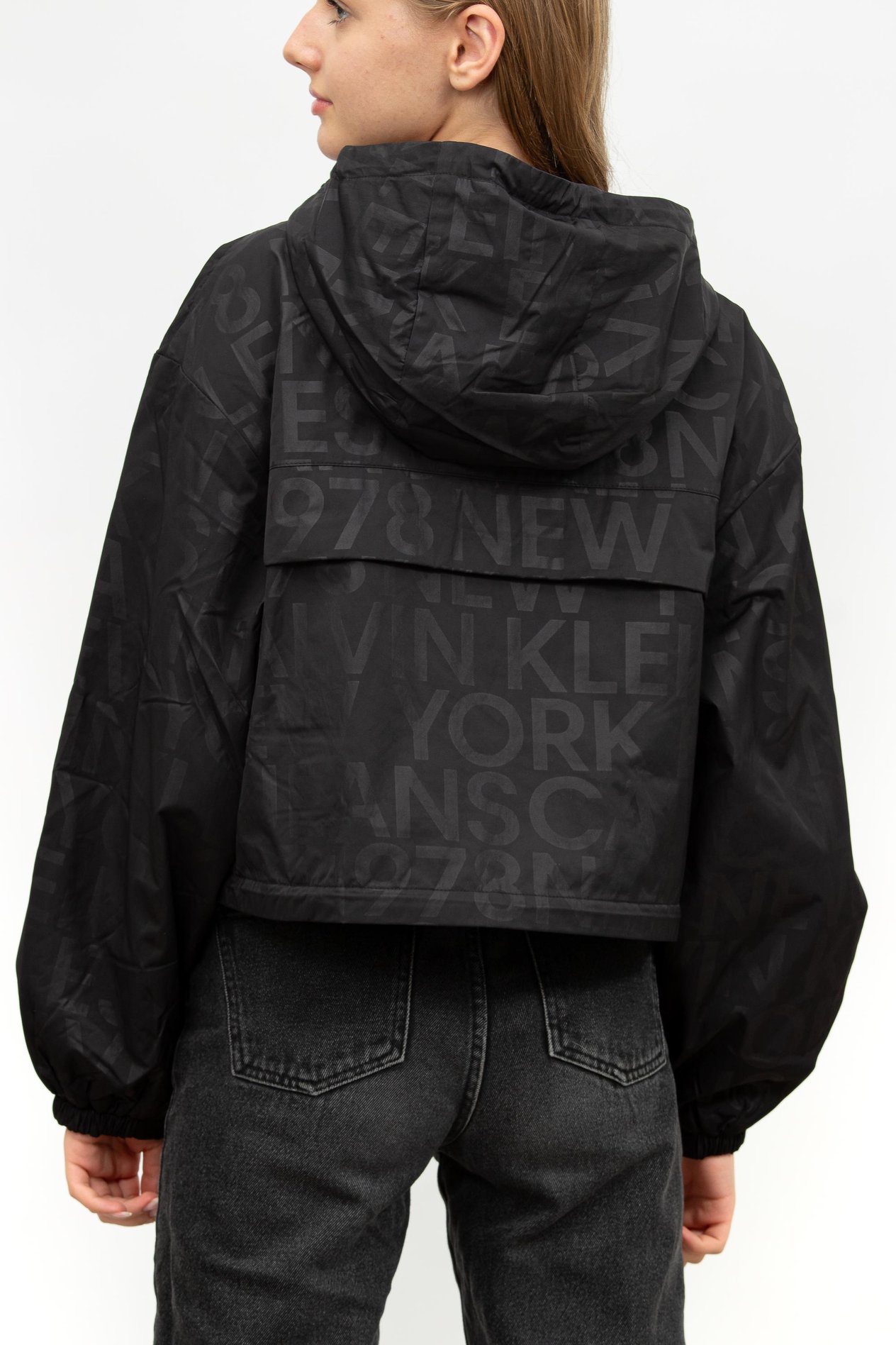 Calvin Klein Hooded Logo Aop Kadın Mont