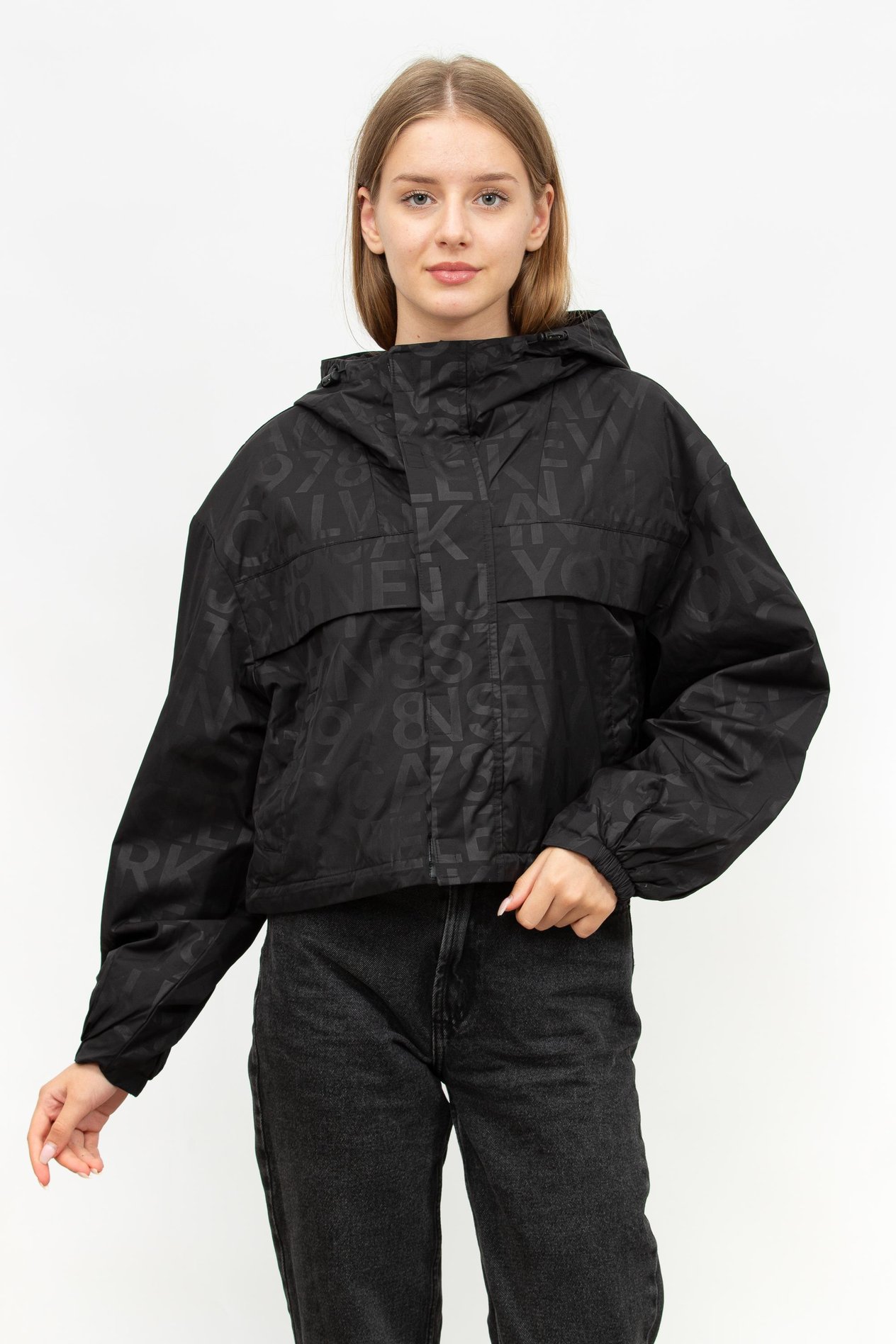 Calvin Klein Hooded Logo Aop Kadın Mont