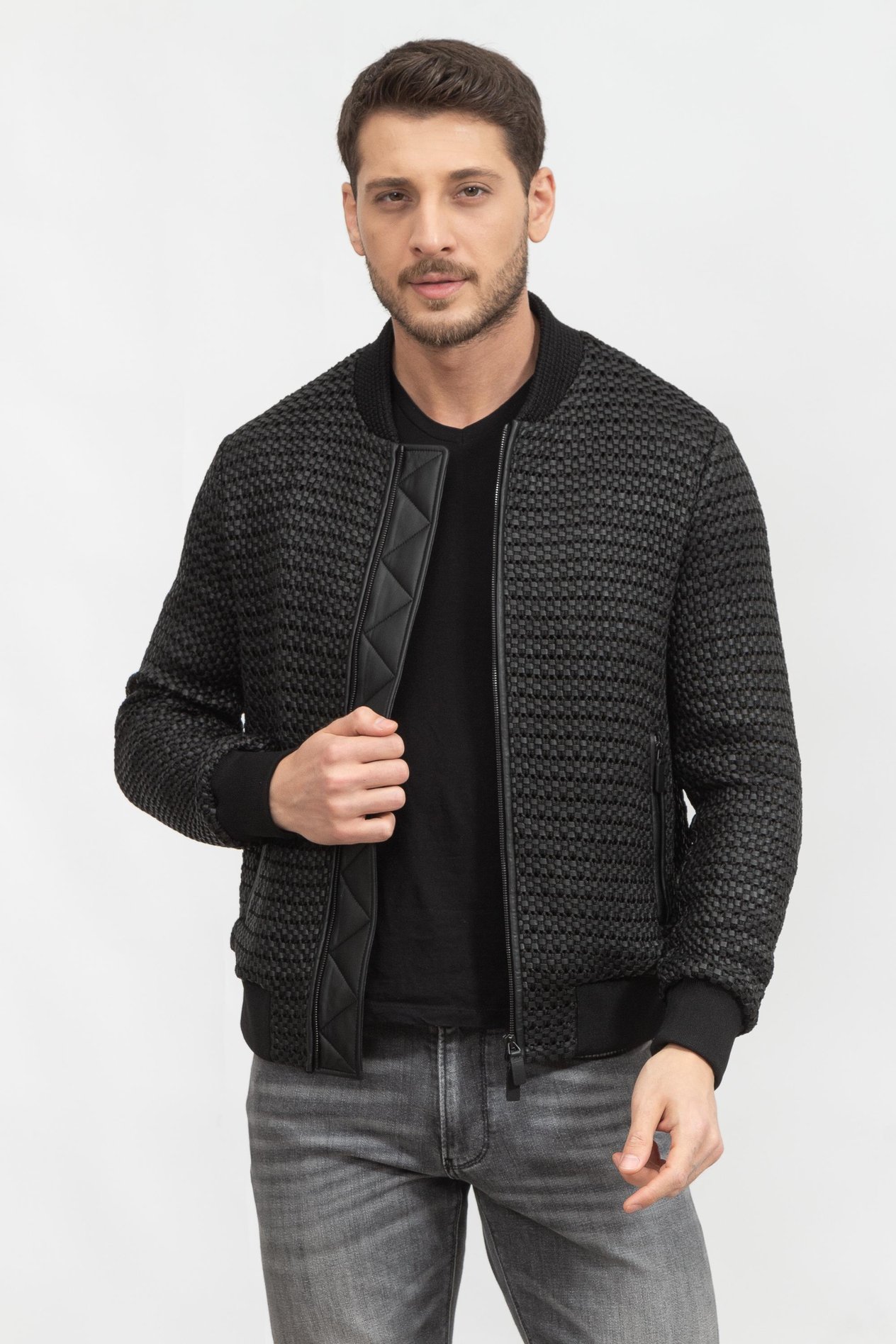 Emporio Armani Erkek Deri Mont