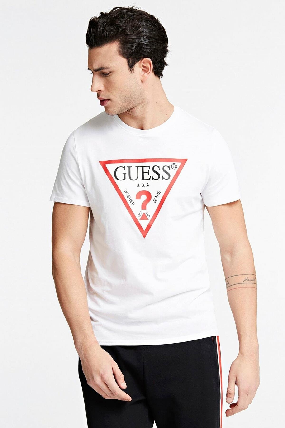 Guess CN SS Original Logo Tee  Erkek Bisiklet Yaka Kısa Kollu T-Shirt