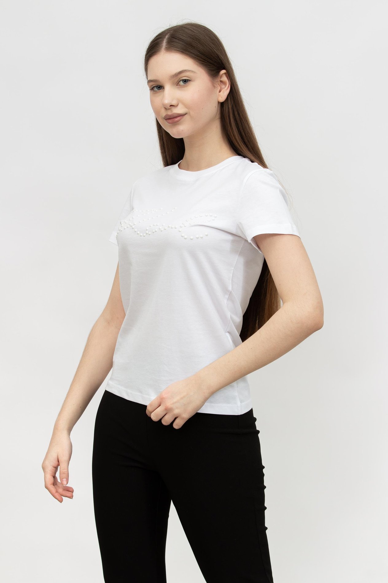 Karl Lagerfeld Embellished  Kadın Bisiklet Yaka T-Shirt