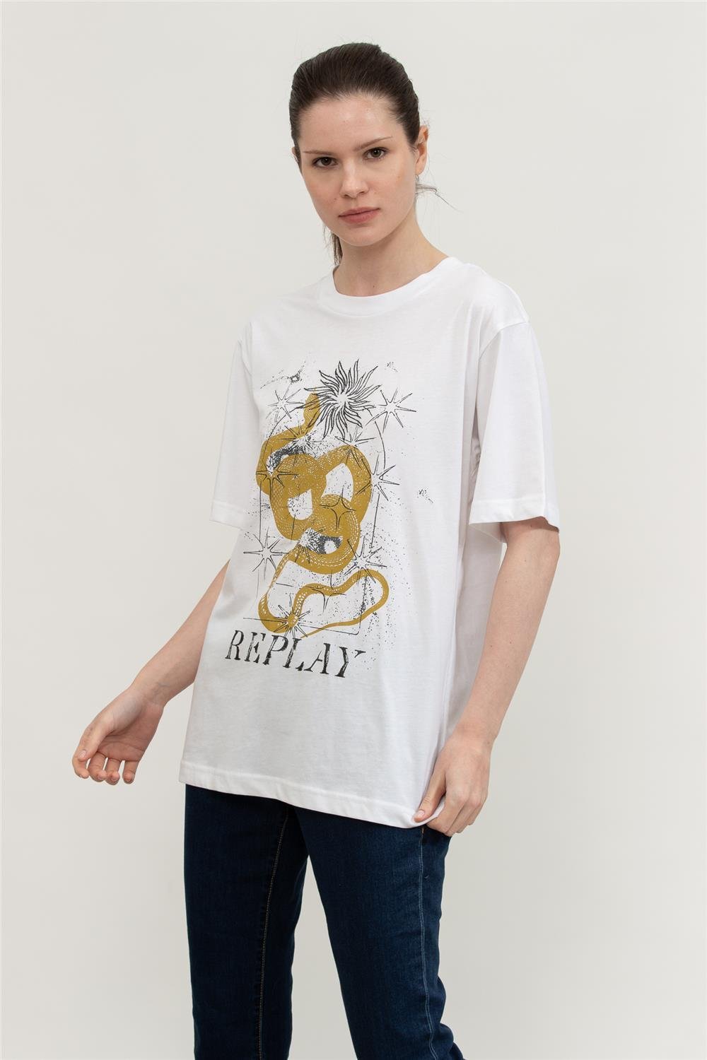 Replay Regular Kadın Bisiklet Yaka T-Shirt