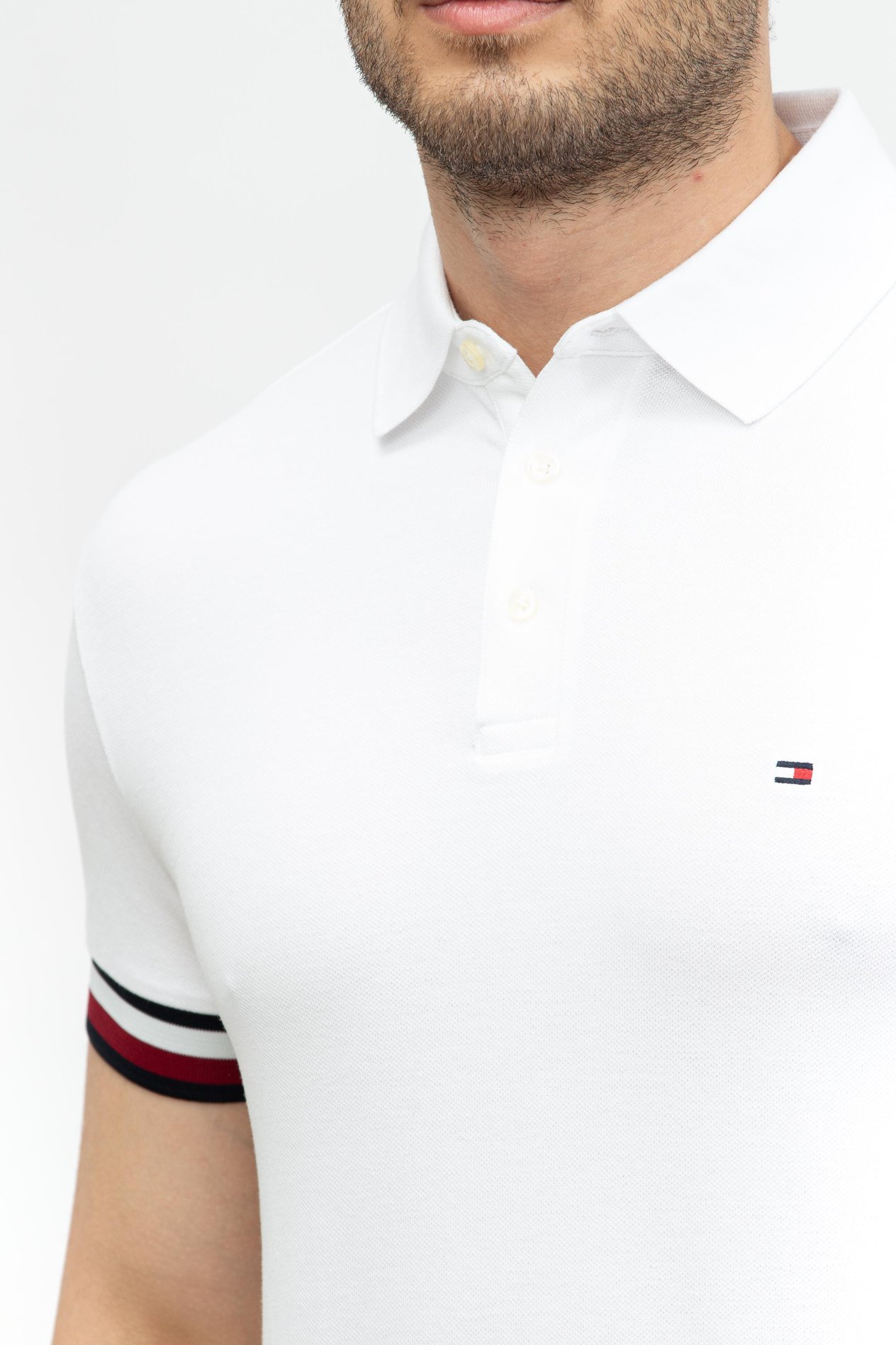 Tommy Hilfiger Monotype Flag Cuff Slim Fit Erkek Polo Yaka T-Shirt