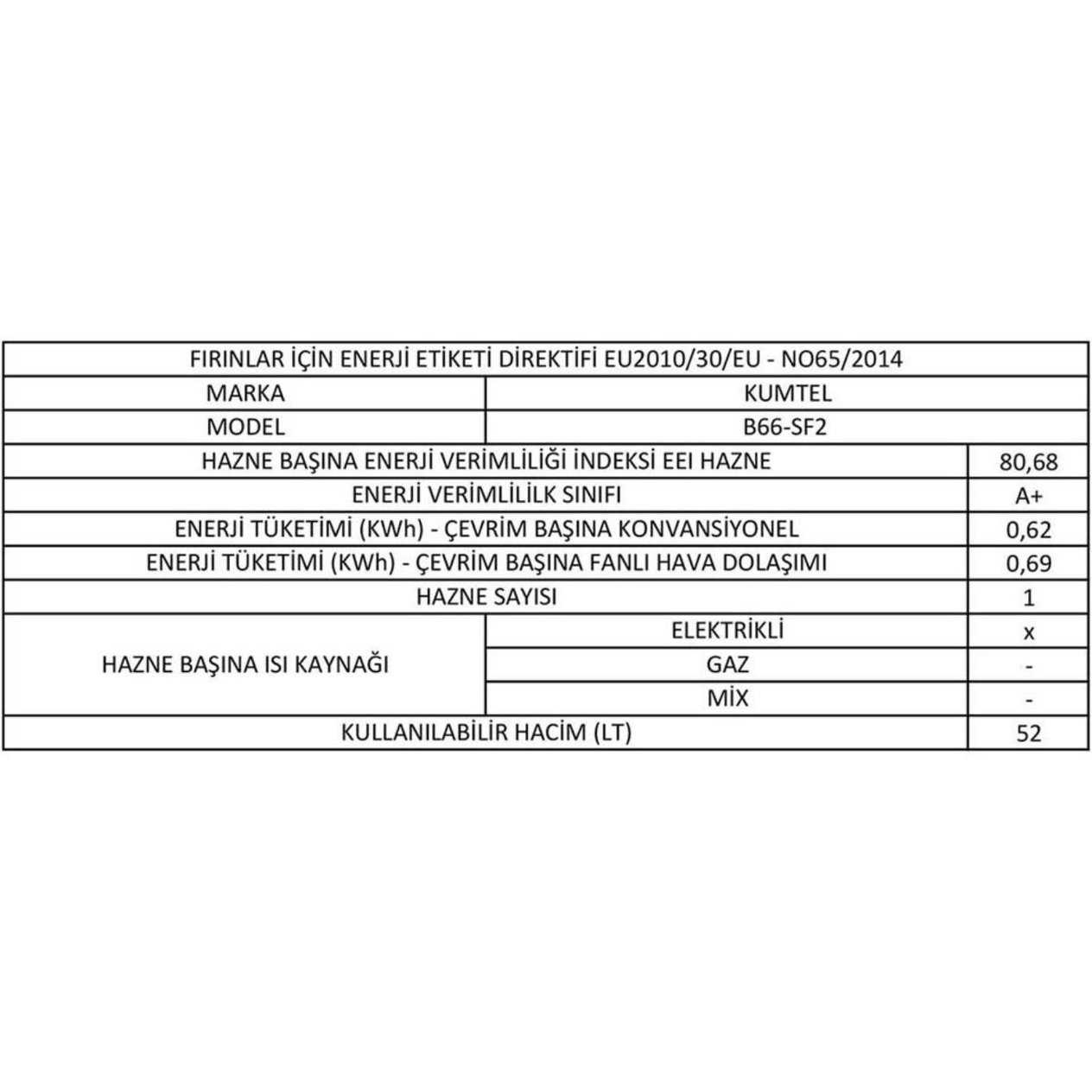 Kumtel Digital Beyaz Ankastre Fırın 8 Prog. B66 - SF2 (DDT)