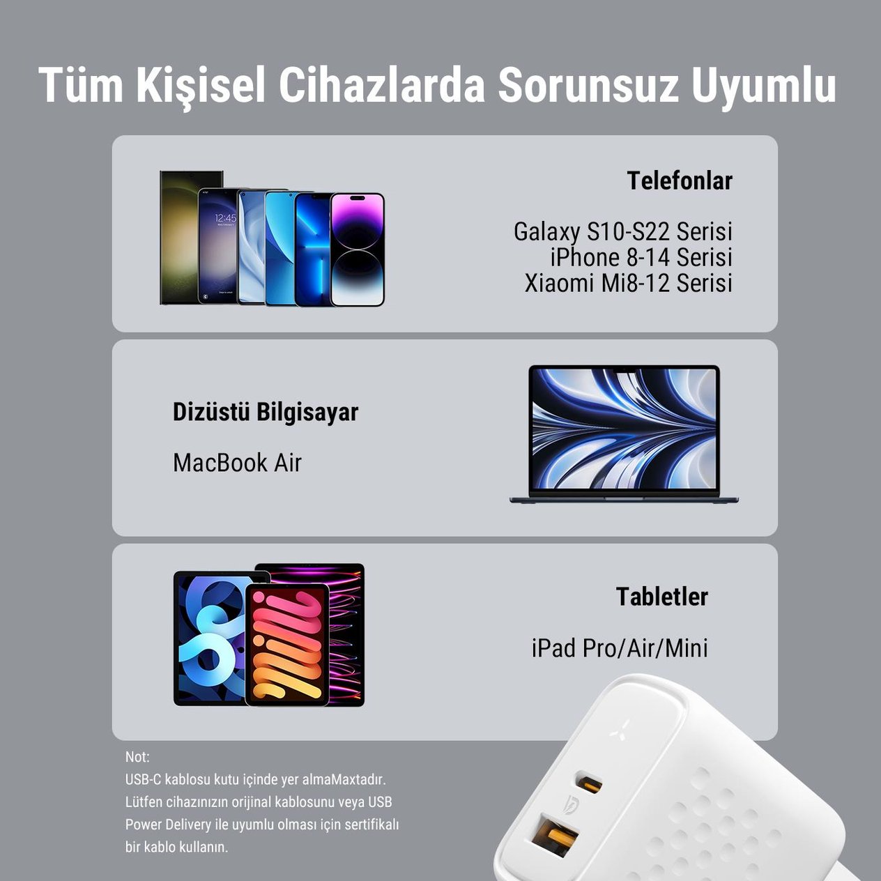VOLTME V2110 Revo Beyaz 35W CA GaN Şarj Cihazı