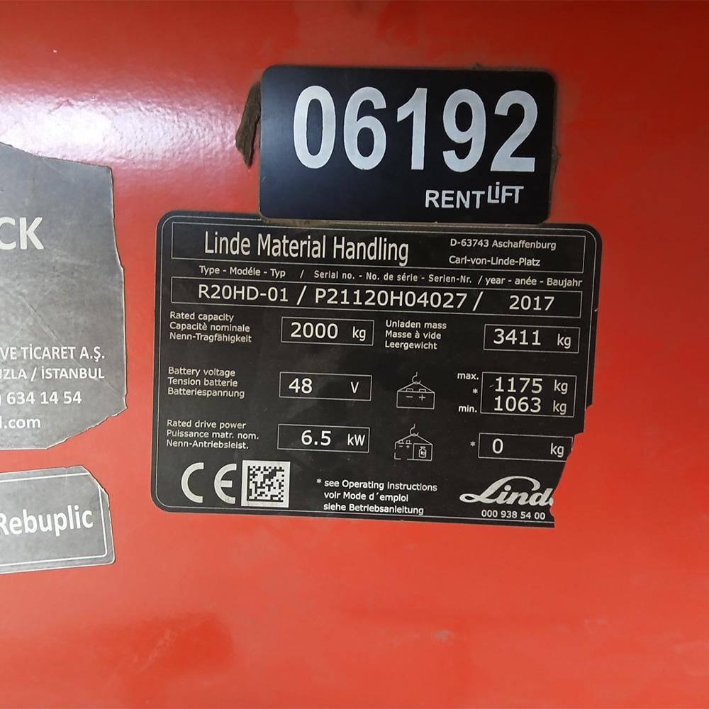 LINDE R20HD-1120  Reach Truck 2017 Model (F1.6192)