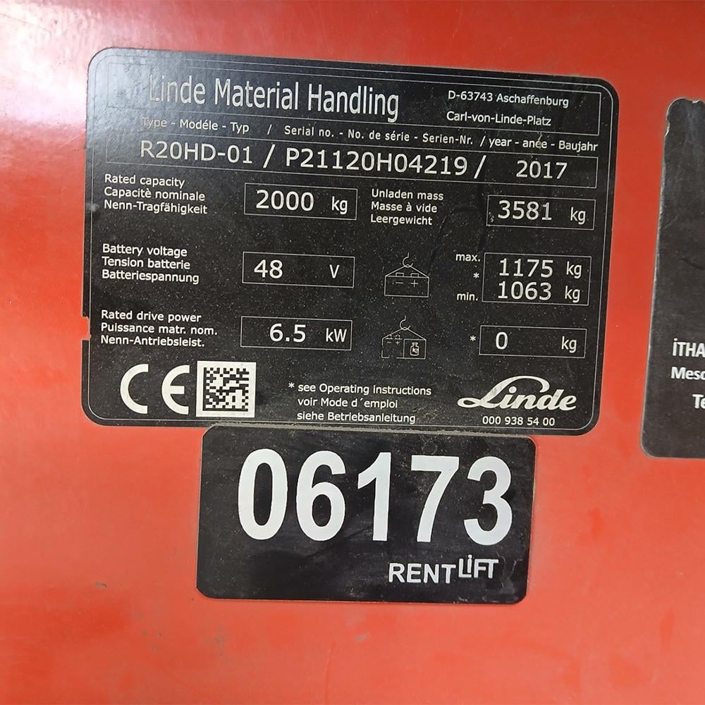 LINDE R20HD-1120  Reach Truck 2017 Model (F1.6173)