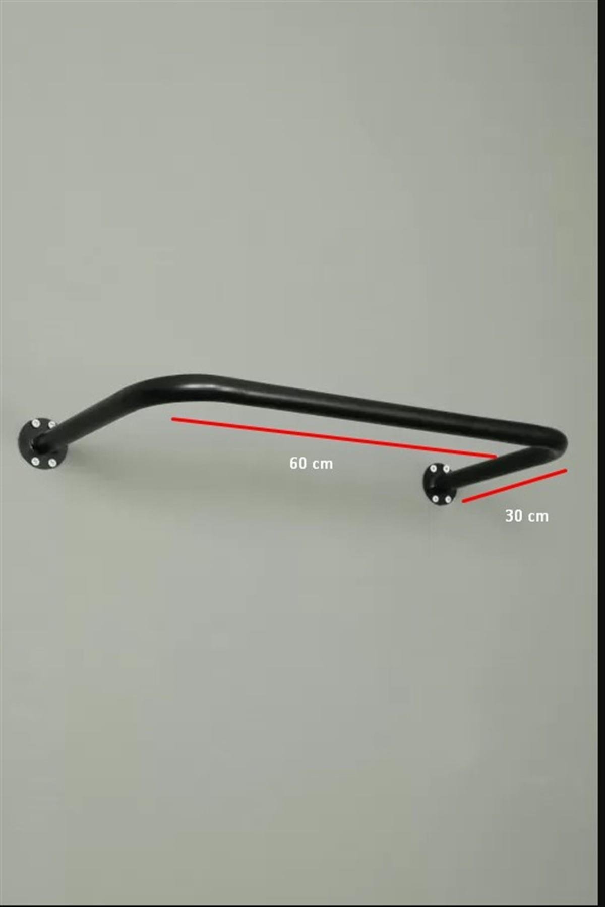 Yuvarlak Borudan Duvara Monte U Askı 60 cm Siyah 