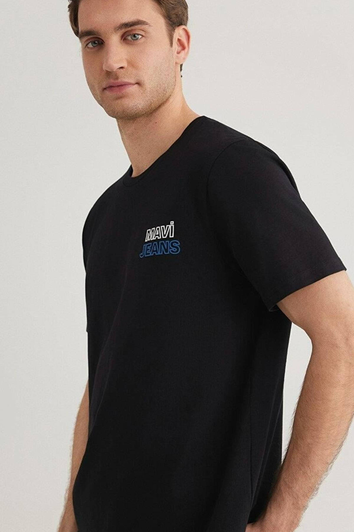 Mavi Jeans Baskılı Siyah Tişört