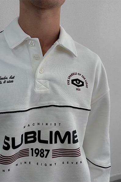 Yakalı Oversize Sweatshirt