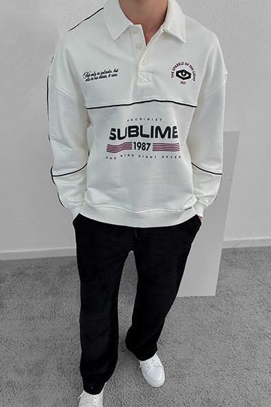 Yakalı Oversize Sweatshirt