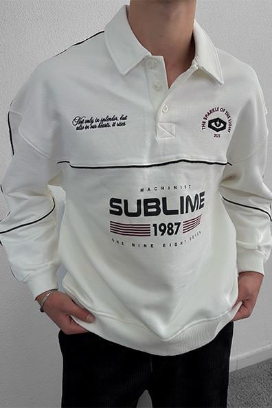 Yakalı Oversize Sweatshirt
