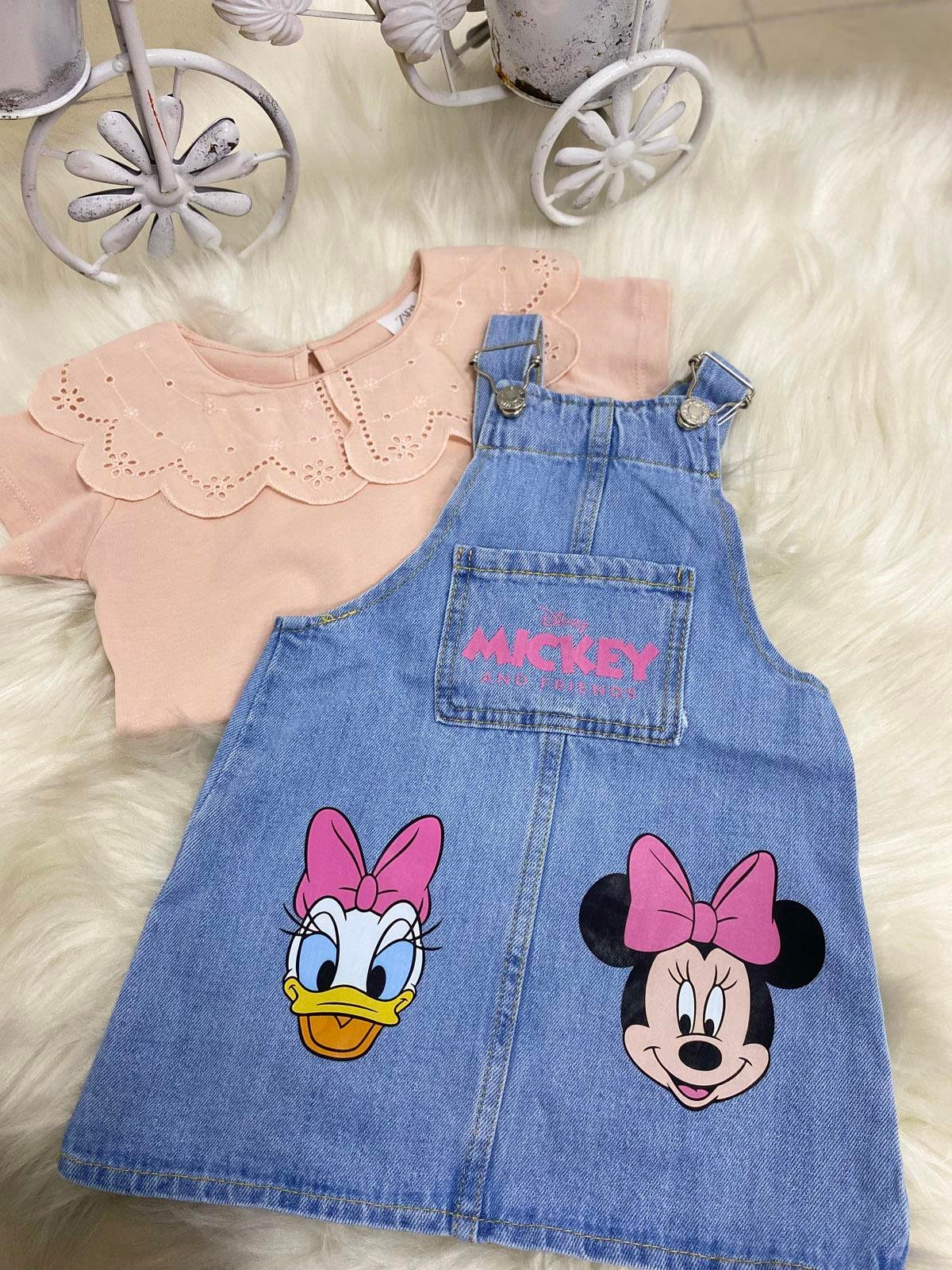  Mickey and Friend Kız Çocuk Jean Jile Mavi (2-8 Yaş)