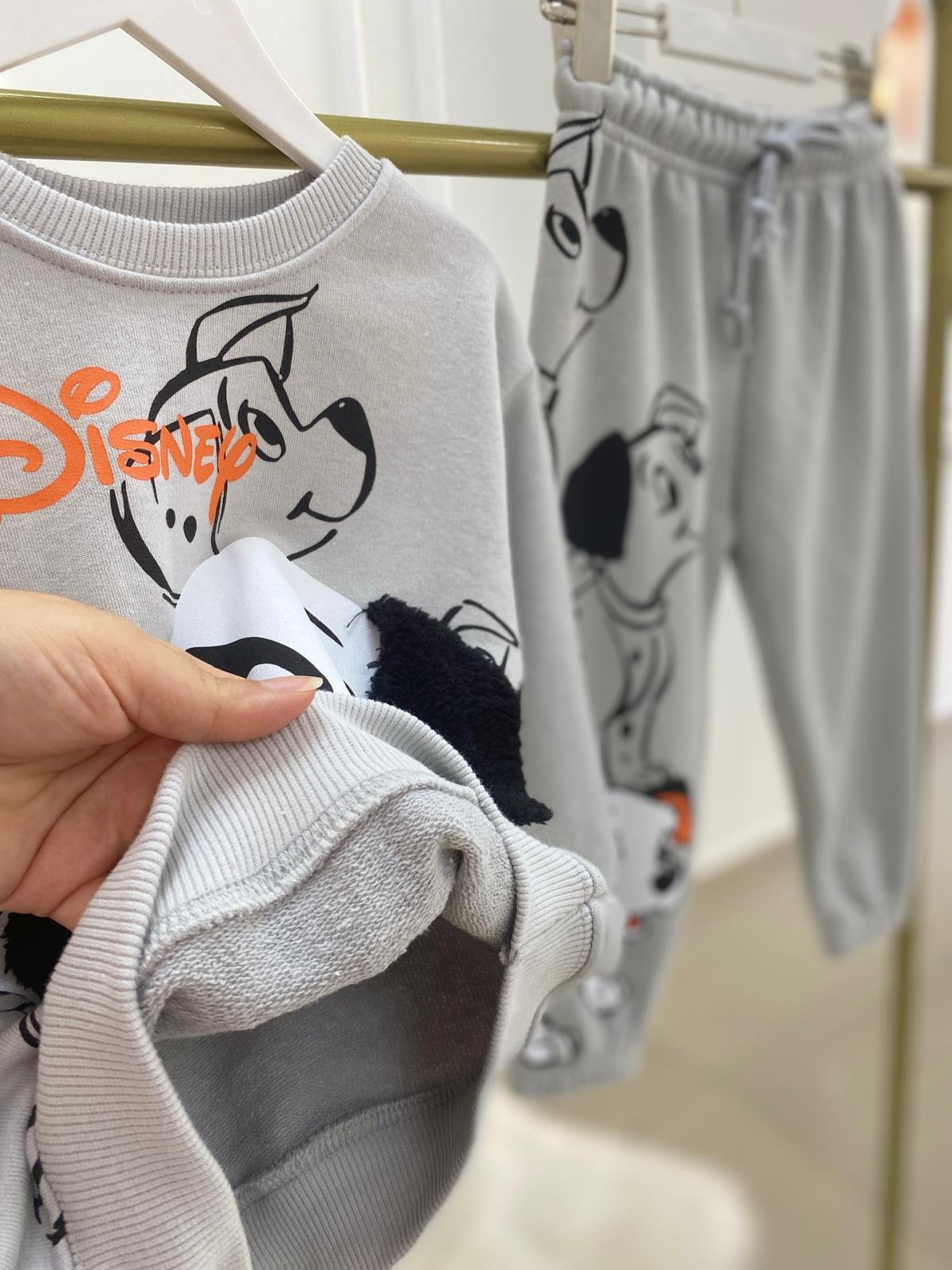 Dalmaçya Jogger Paça Unısex Çocuk Pamuklu İkili Takım Gri (2-8 Yaş)