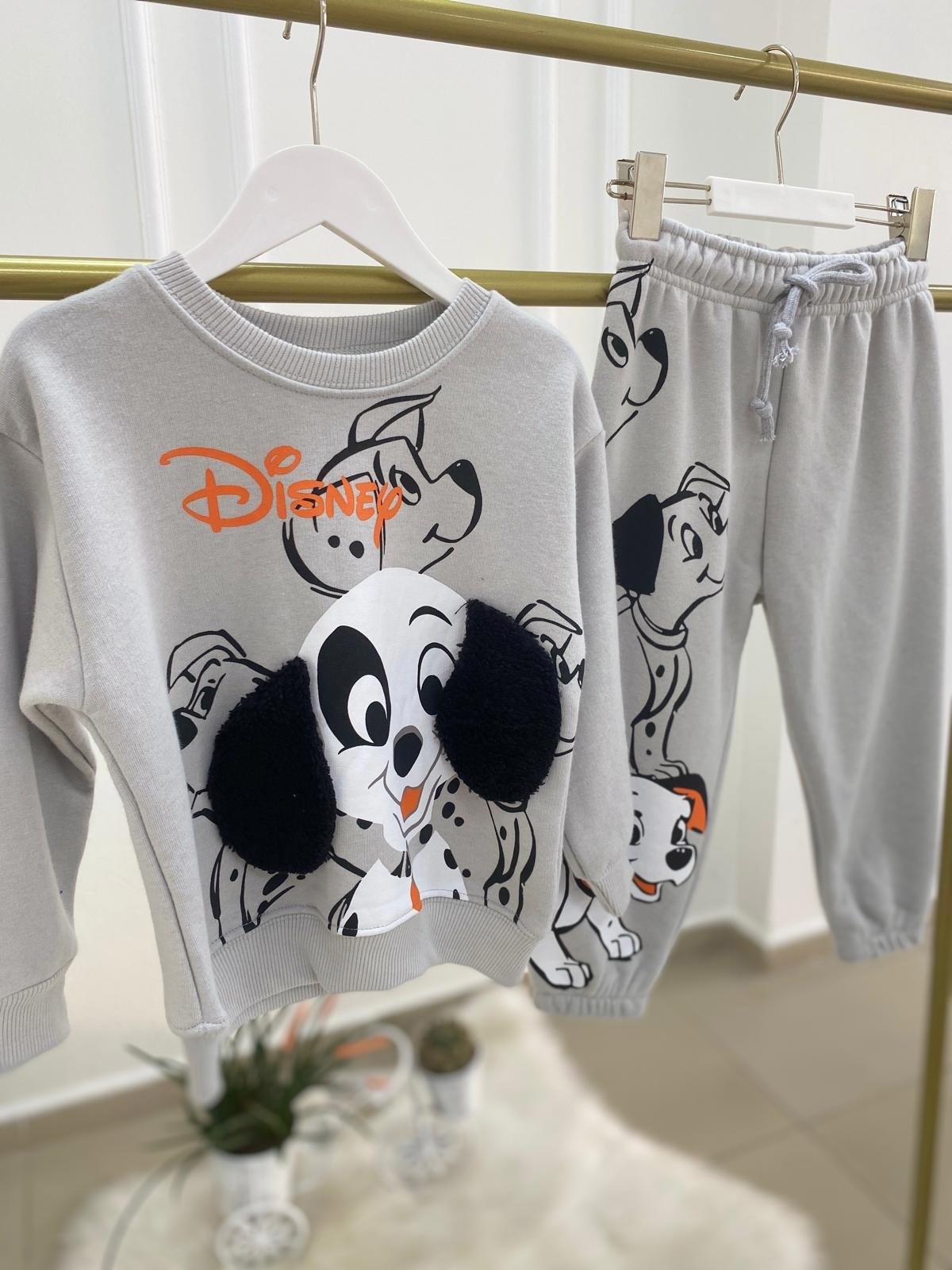 Dalmaçya Jogger Paça Unısex Çocuk Pamuklu İkili Takım Gri (2-8 Yaş)