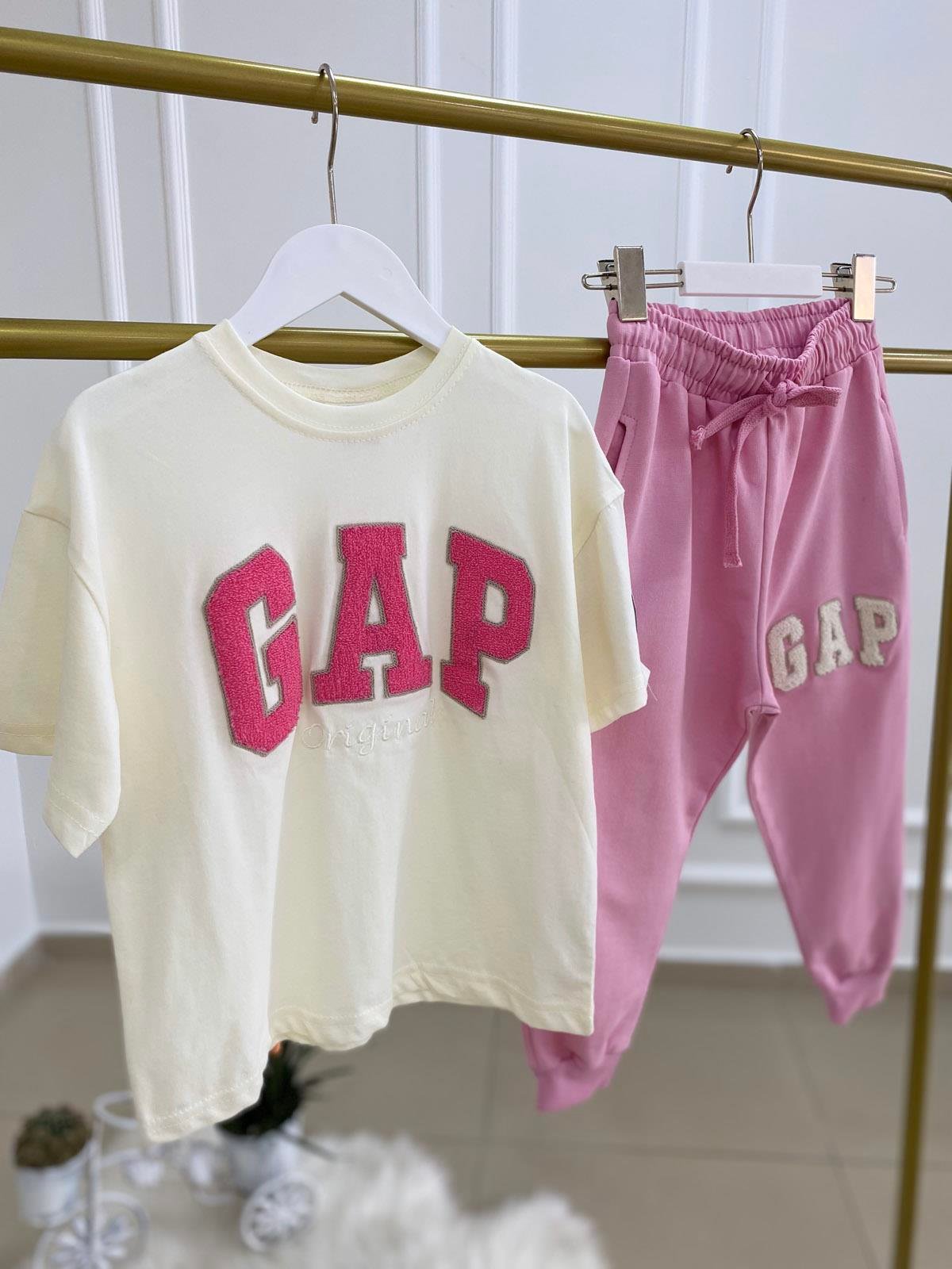 Gap Panç İşleme Kız Çocuk Pamuklu İkili Takım Pembe (3-10 Yaş)