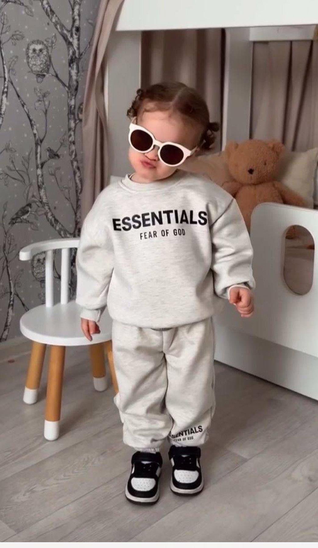 Laciel Essentials Unısex Çocuk Pamuklu İkili Takım Gri ( 2-7 Yaş)