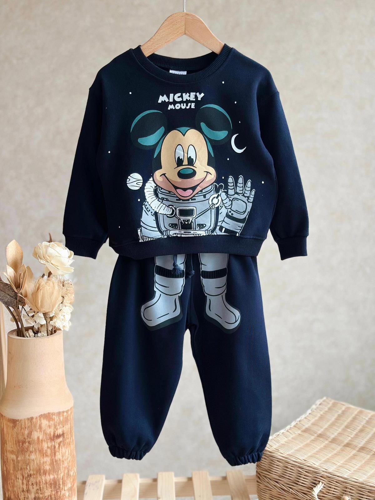 Mickey Astronot Erkek Çocuk Pamuklu İkili Takım Lacivert ( 2-8 Yaş)