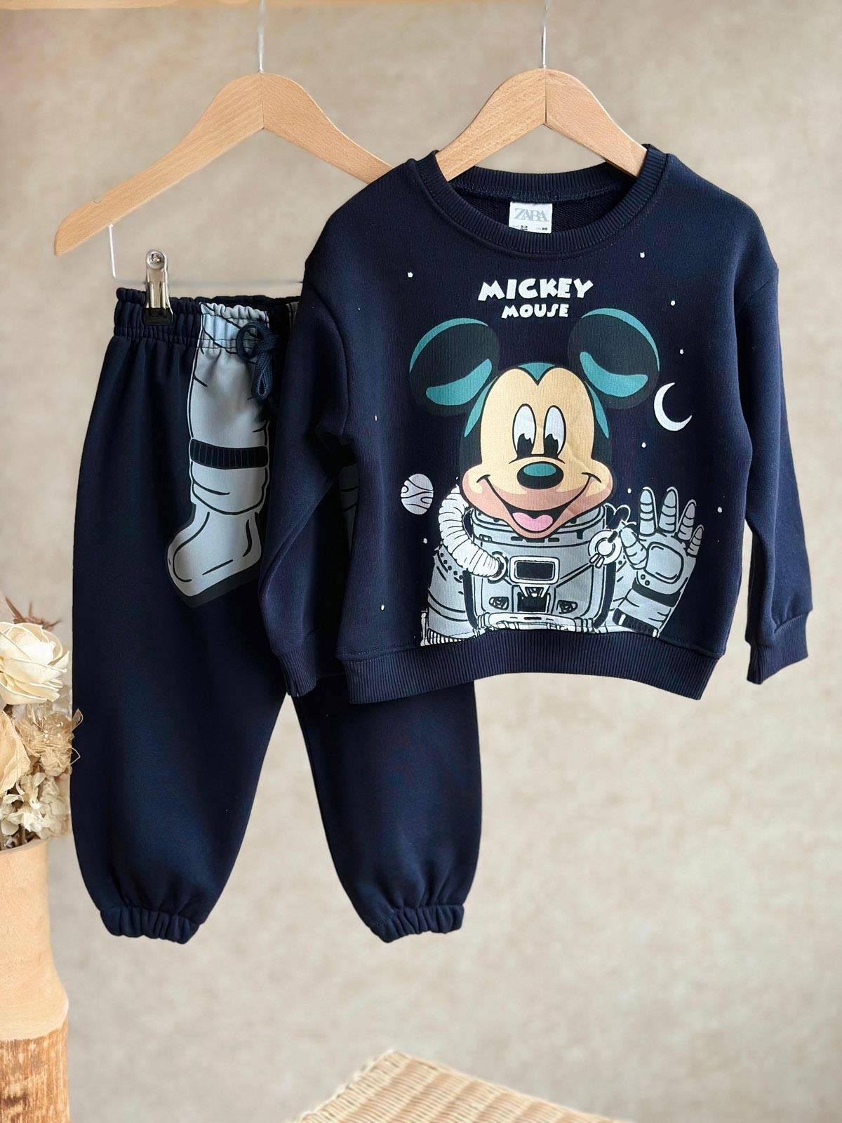 Mickey Astronot Erkek Çocuk Pamuklu İkili Takım Lacivert ( 2-8 Yaş)