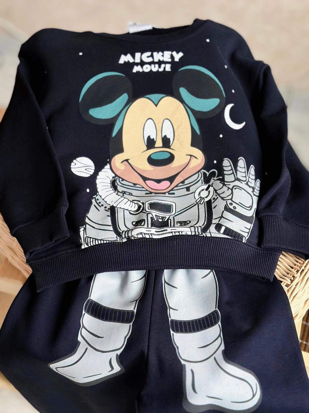 Mickey Astronot Erkek Çocuk Pamuklu İkili Takım Lacivert ( 2-8 Yaş)