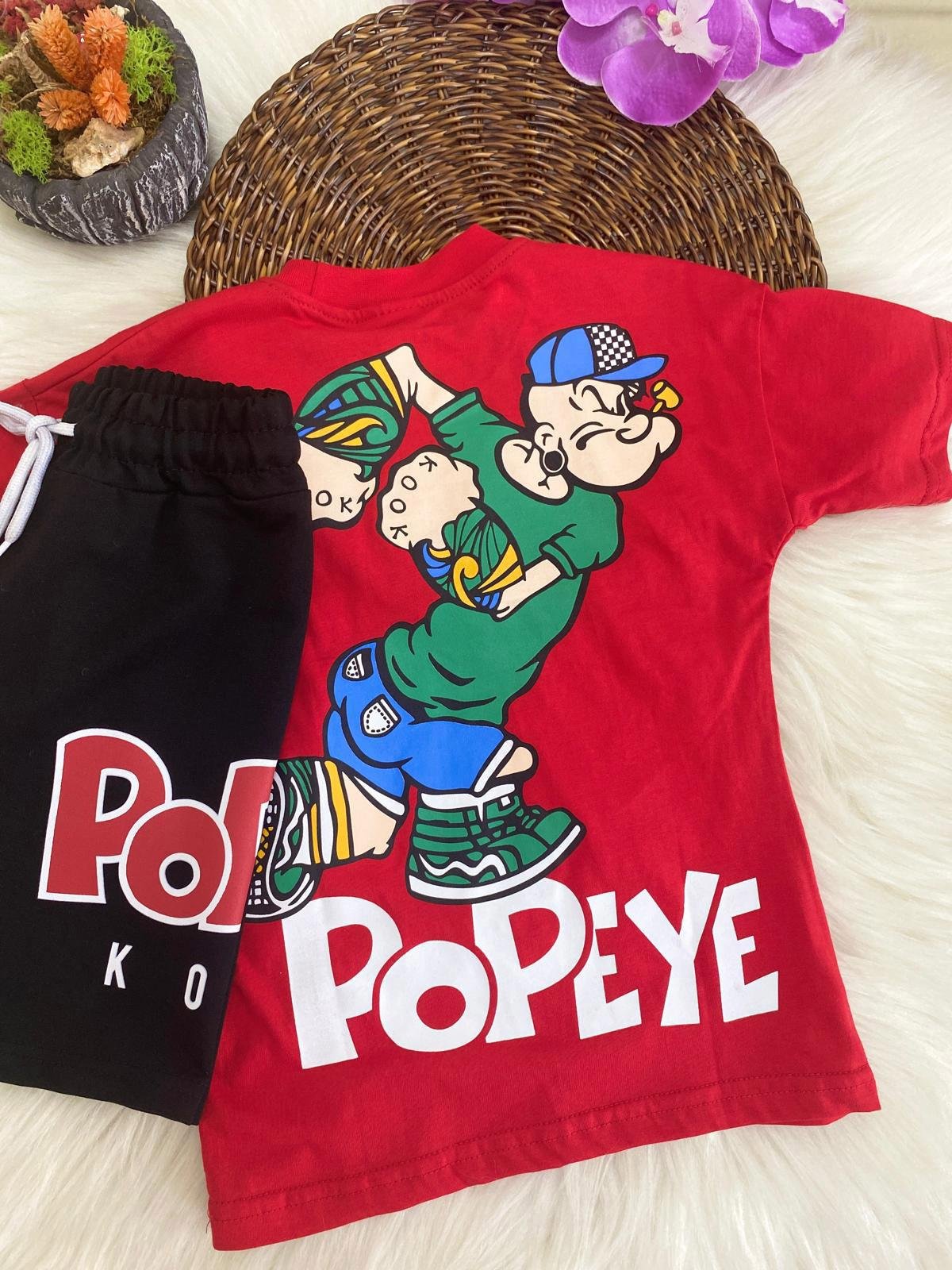 Popeye Şortlu İkili Takım Kırmızı (3-10Yaş)