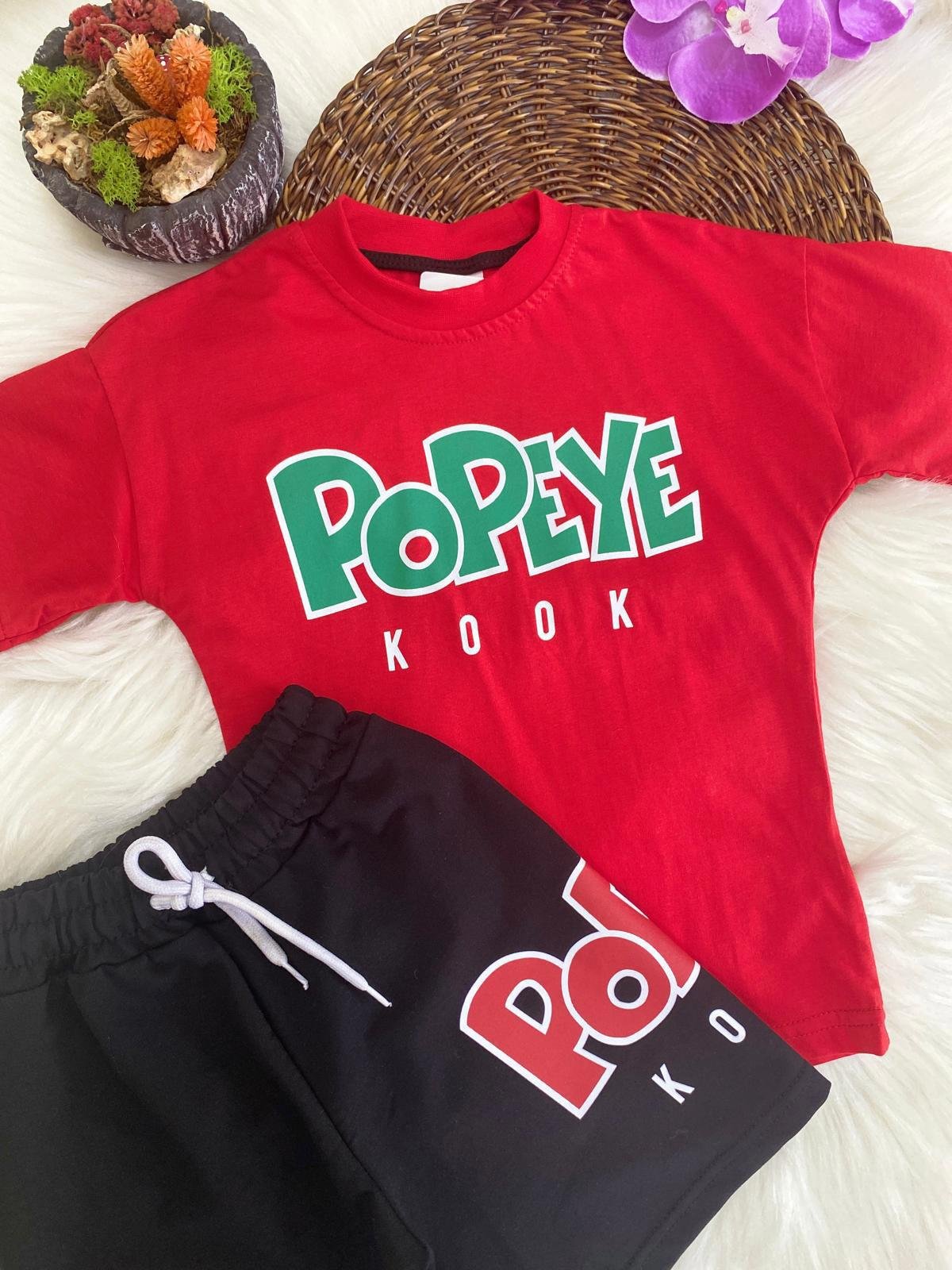 Popeye Şortlu İkili Takım Kırmızı (3-10Yaş)