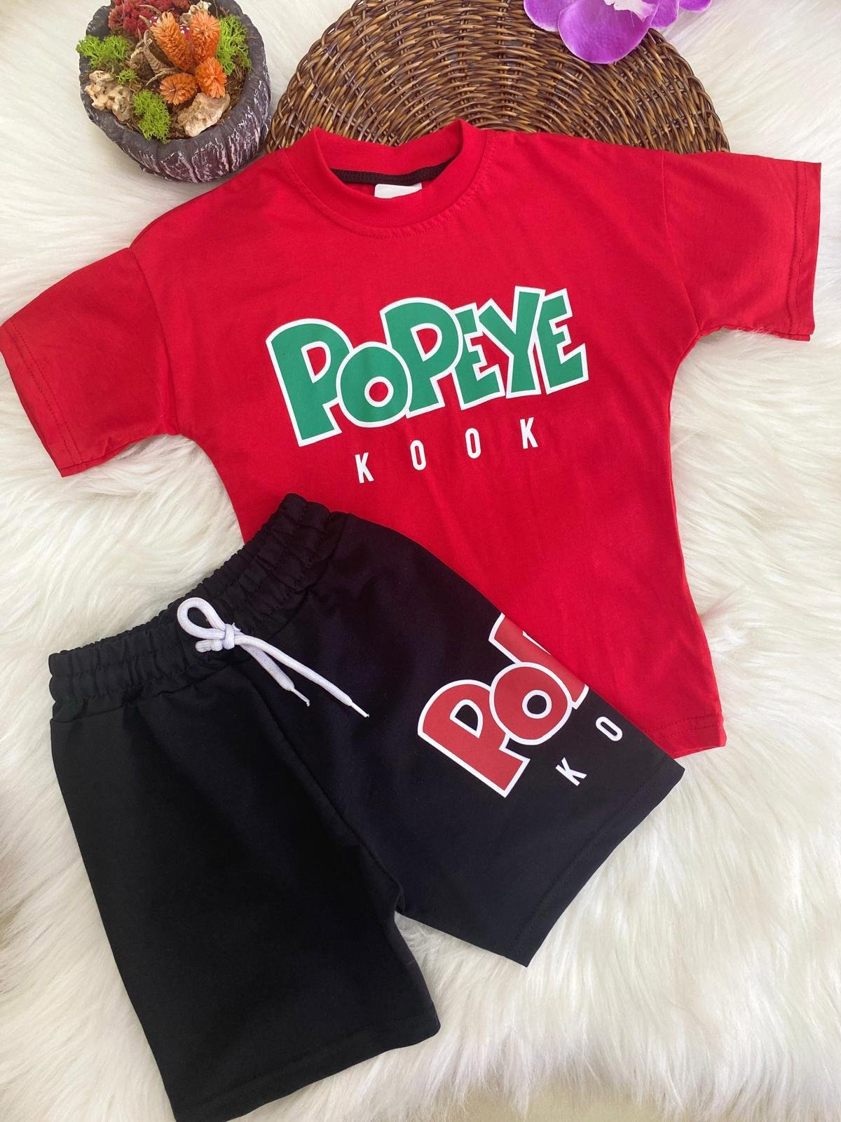 Popeye Şortlu İkili Takım Kırmızı (3-10Yaş)