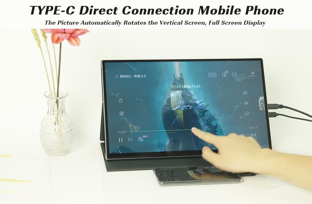 HZL Hafif Portatif Taşınabilir Dokunmatik Ultra İnce 15,6inch 4K 60hz Monitör