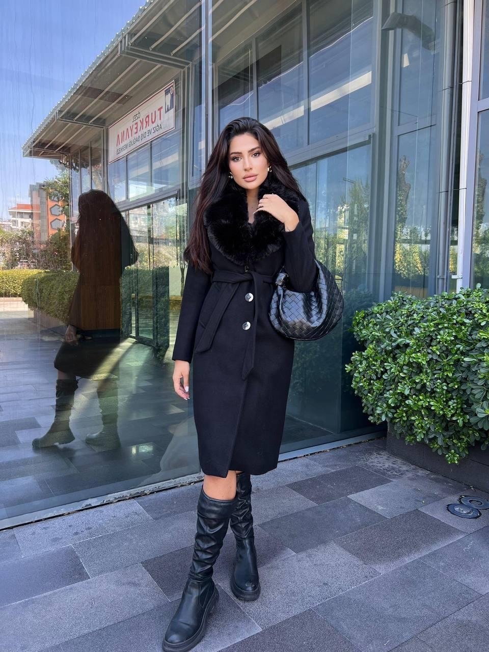 Amore Kürklü Kaban Siyah