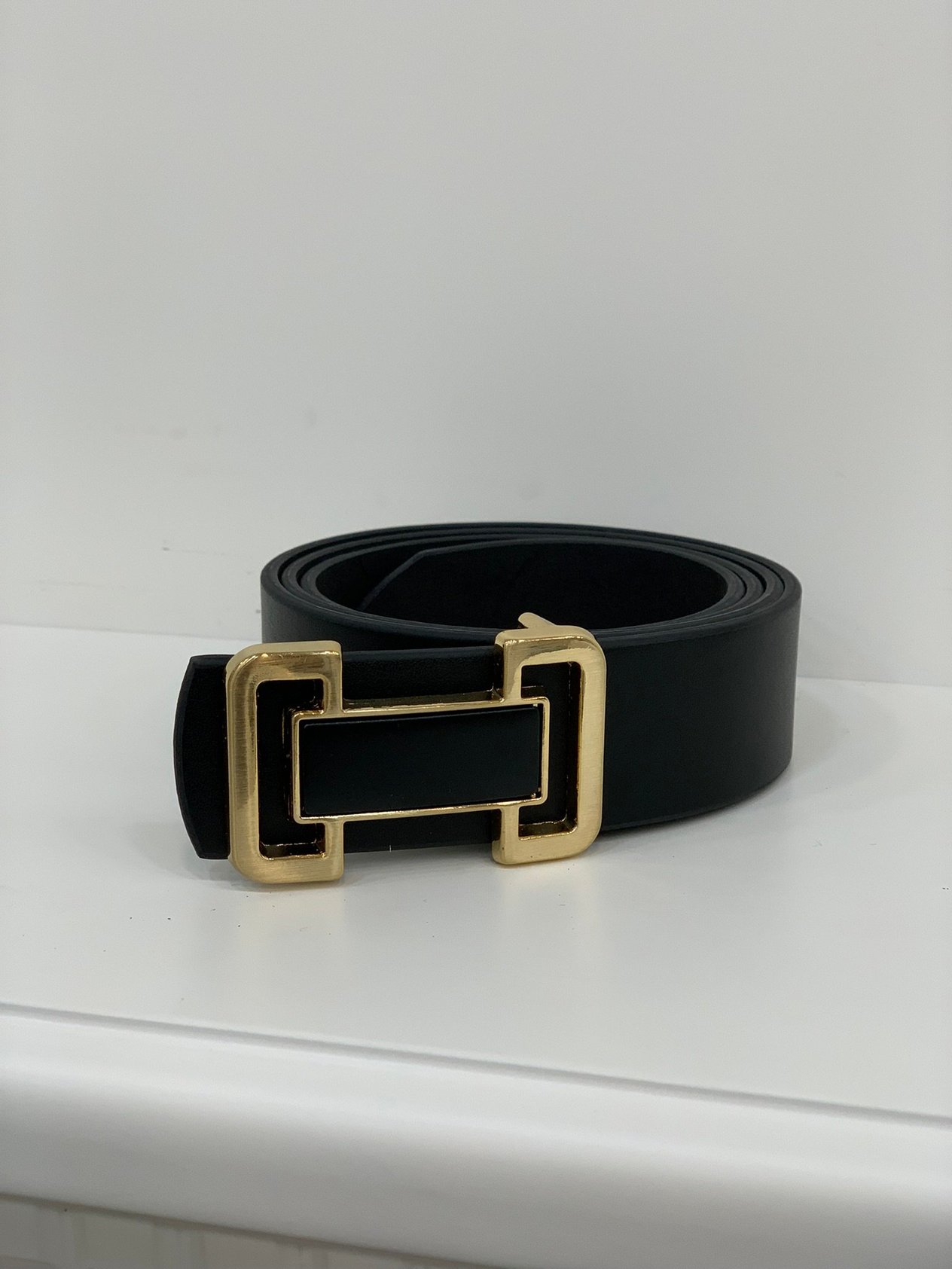 Erkek Gold Başlıklı Tokalı Kemer-Siyah