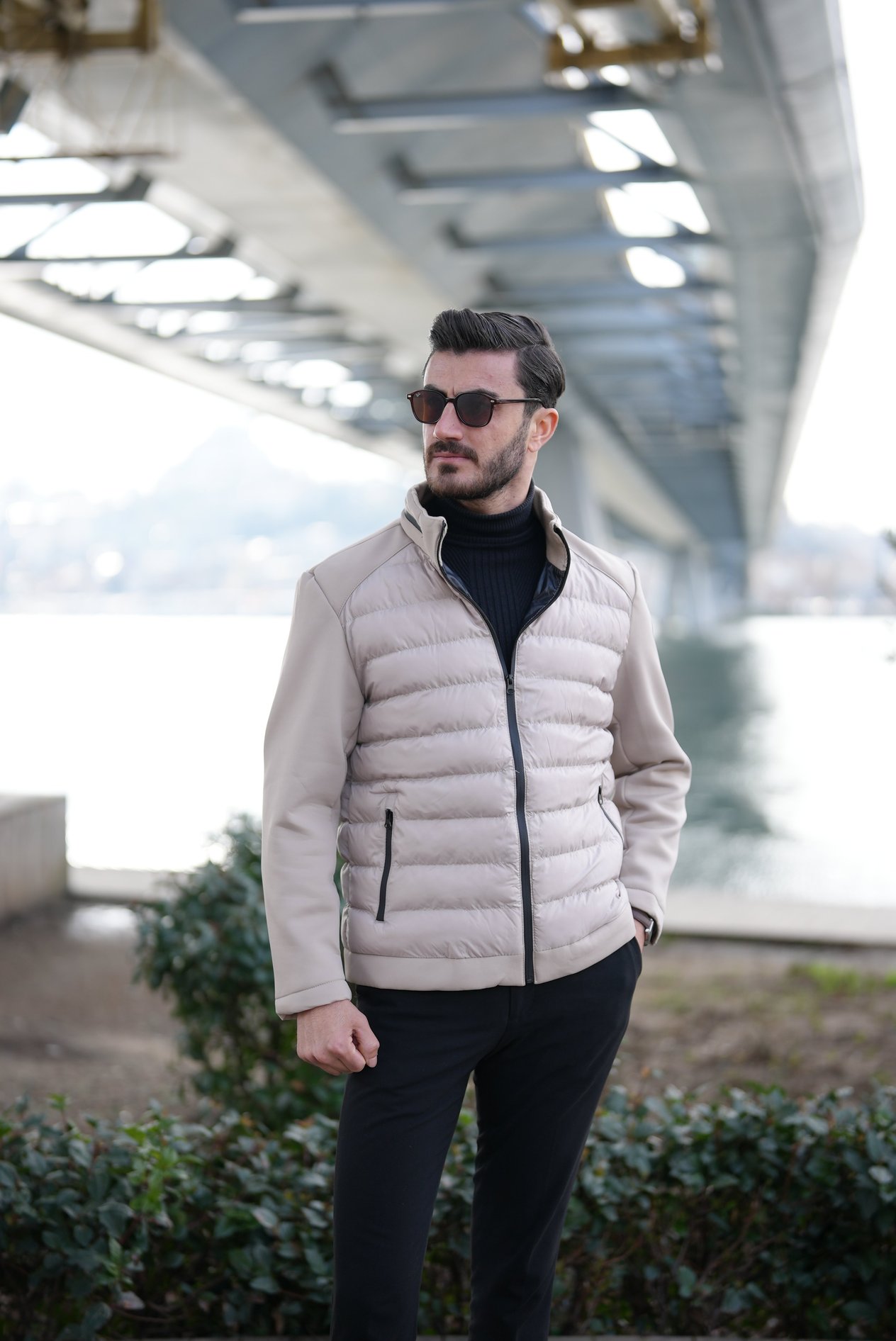 Erkek Kışlık Şişme Mont-Bej