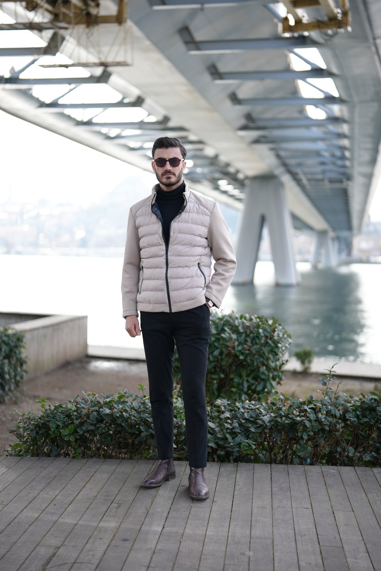 Erkek Kışlık Şişme Mont-Bej