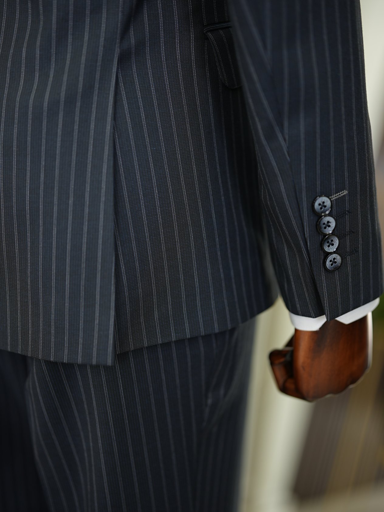 Erkek Kruvaze Piliseli Tokalı Pantolon Takım Elbise Slim Fit İtalyan Stil Ceket Pantolon-Koyu Lacivert