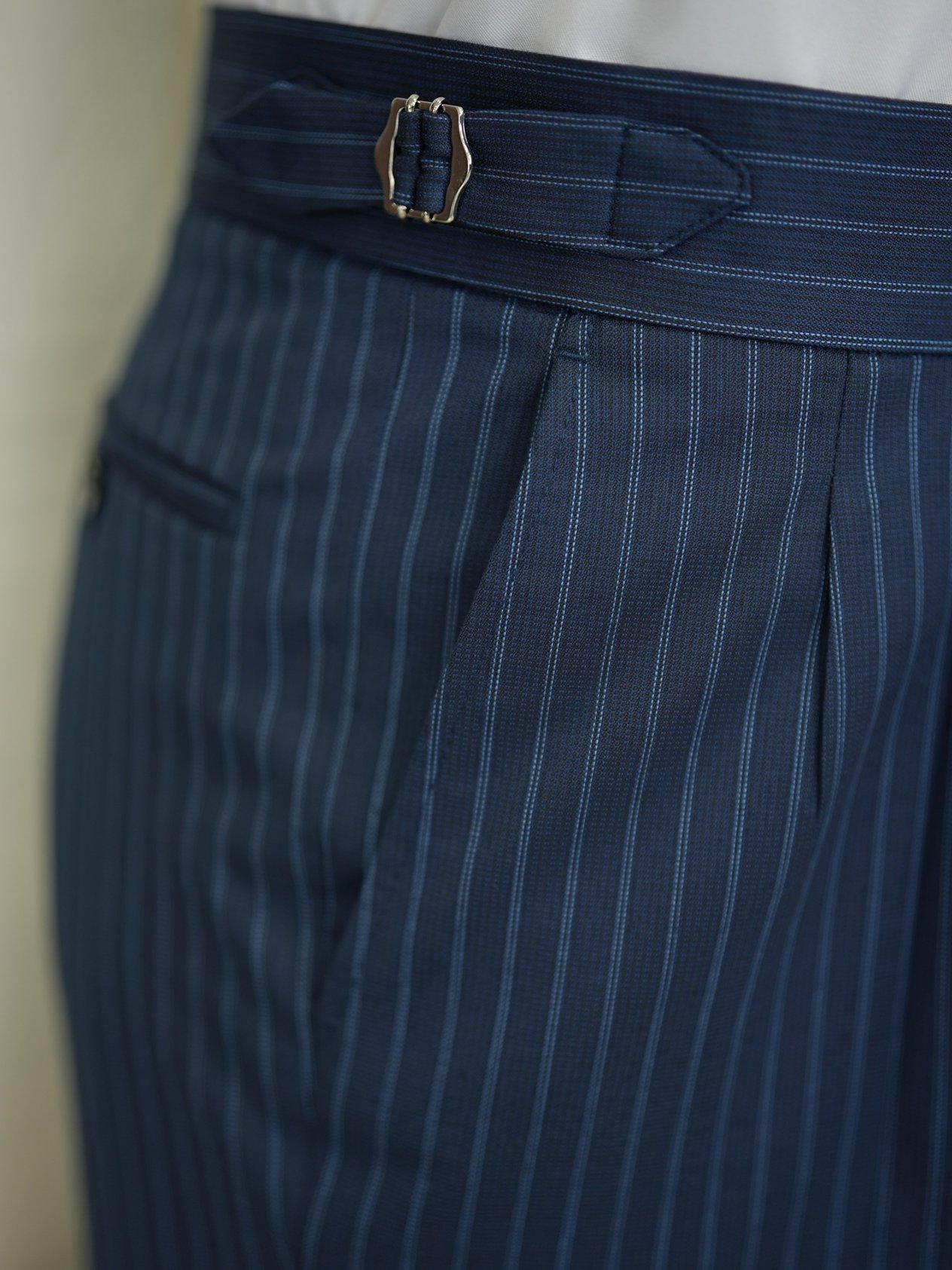 Erkek Kruvaze Piliseli Tokalı Pantolon Takım Elbise Slim Fit İtalyan Stil Ceket Pantolon-Lacivert