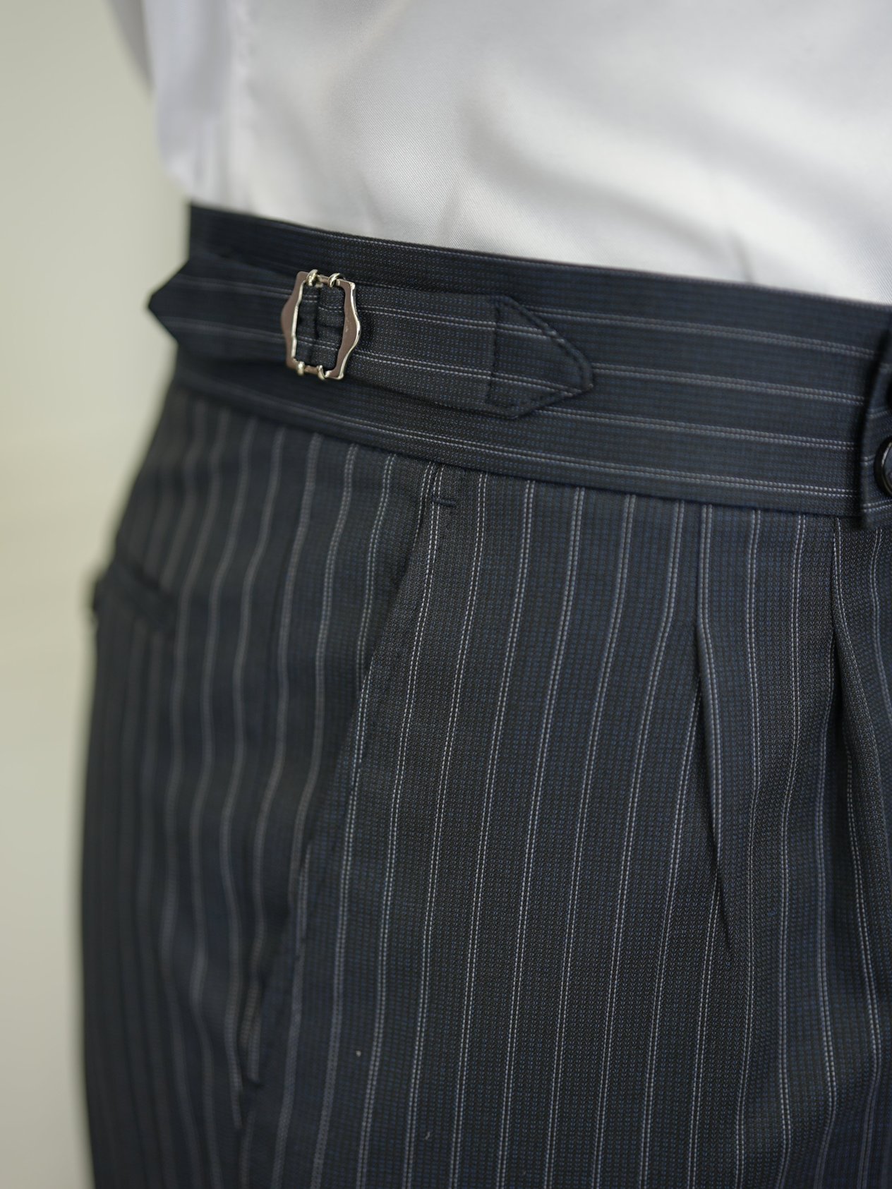 Erkek Kruvaze Piliseli Tokalı Pantolon Takım Elbise Slim Fit İtalyan Stil Ceket Pantolon-Koyu Lacivert