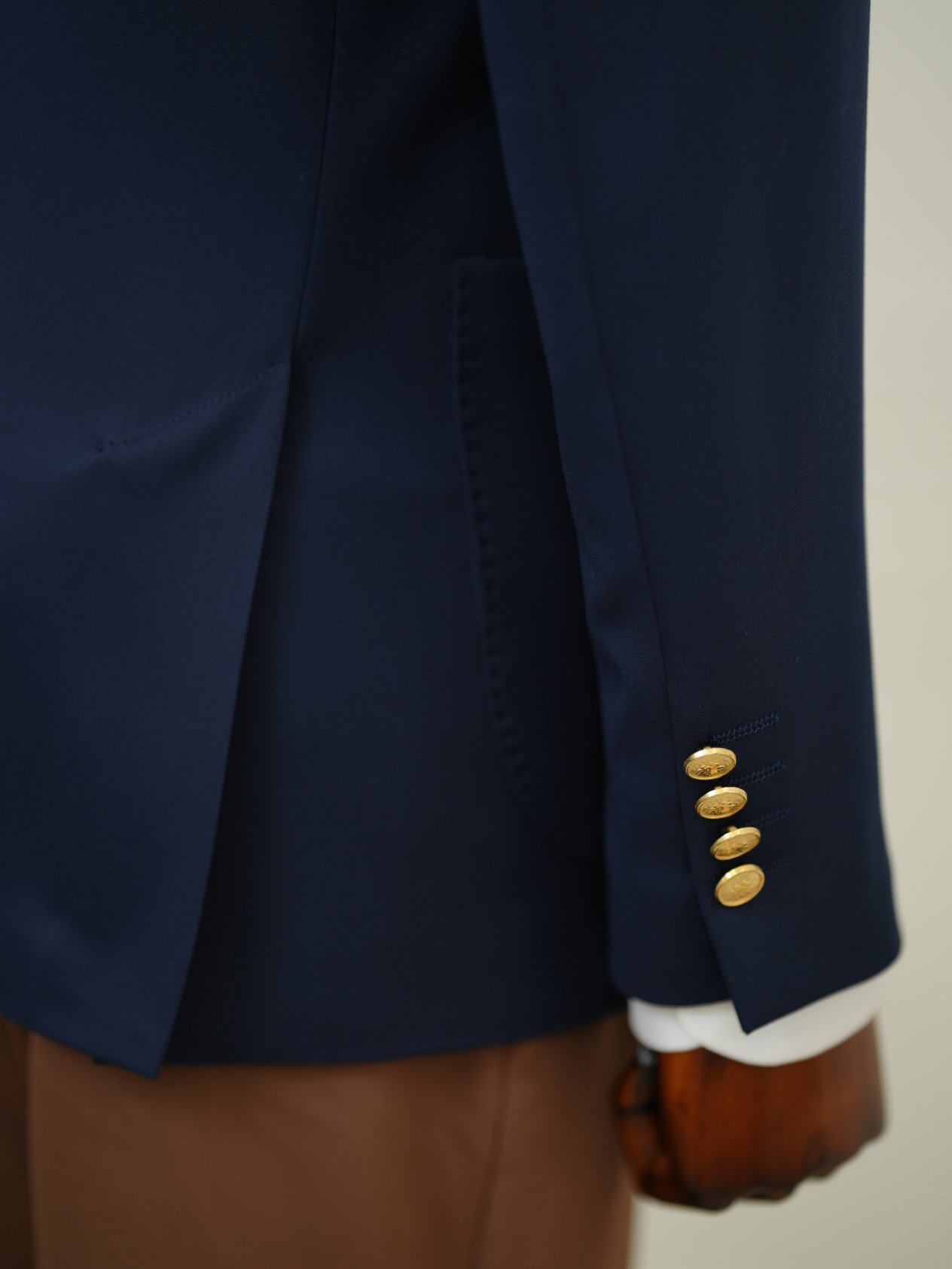 Erkek Premium İtalyan Stil Slim Fit Erkek Punto Dikişli Torba Cepli Yarım Astarlı Kruvaze Ceket - Lacivert