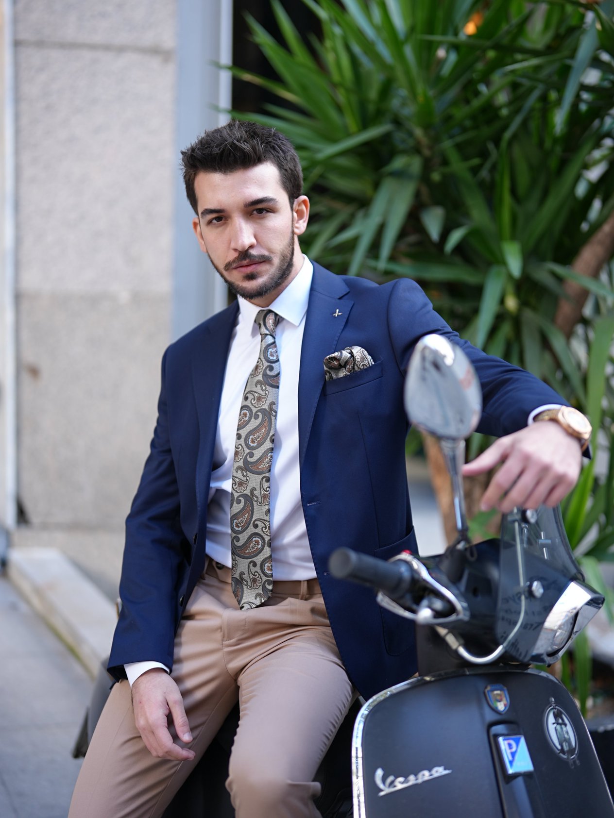 Erkek Premium İtalyan Stil Slim Fit Erkek Punto Dikişli Torba Cepli Yarım Astarlı Ceket - Lacivert