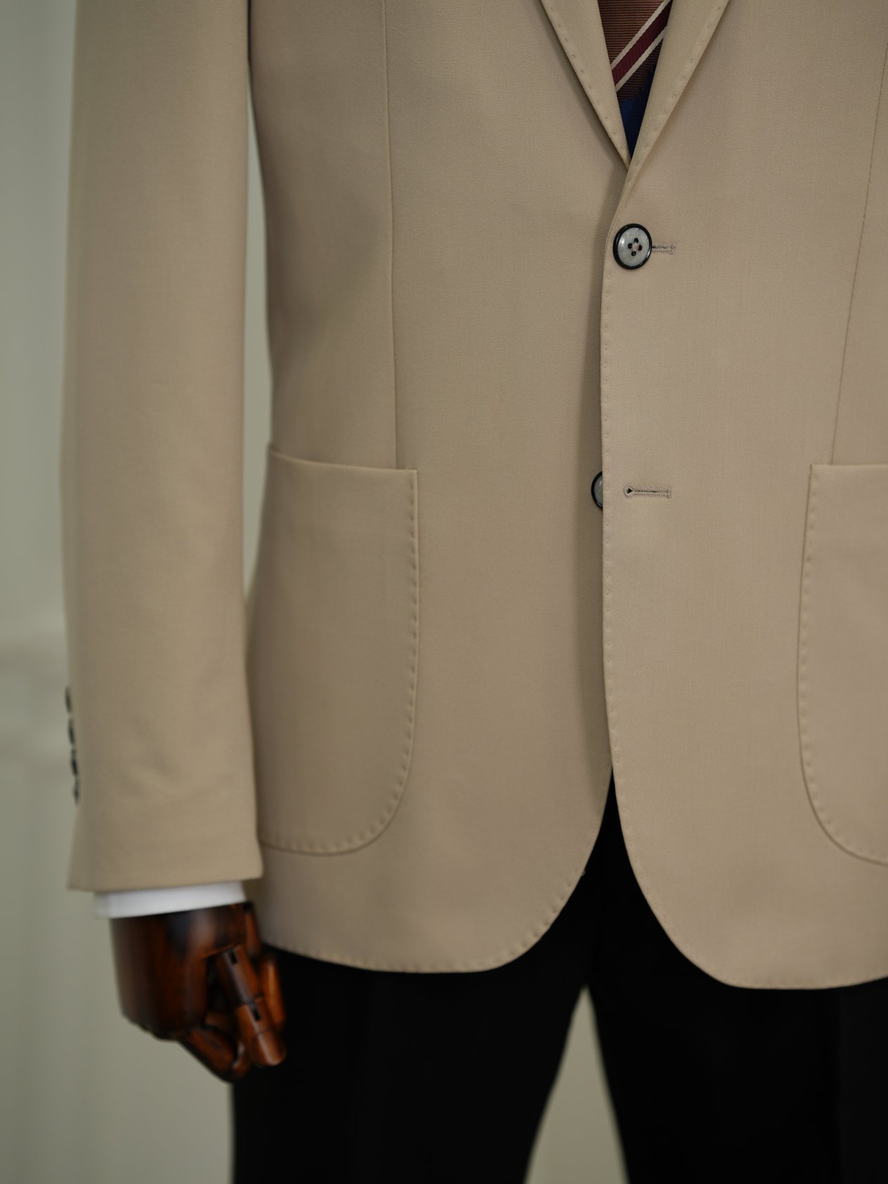 Erkek Premium İtalyan Stil Slim Fit Erkek Punto Dikişli Torba Cepli Yarım Astarlı Ceket-Bej