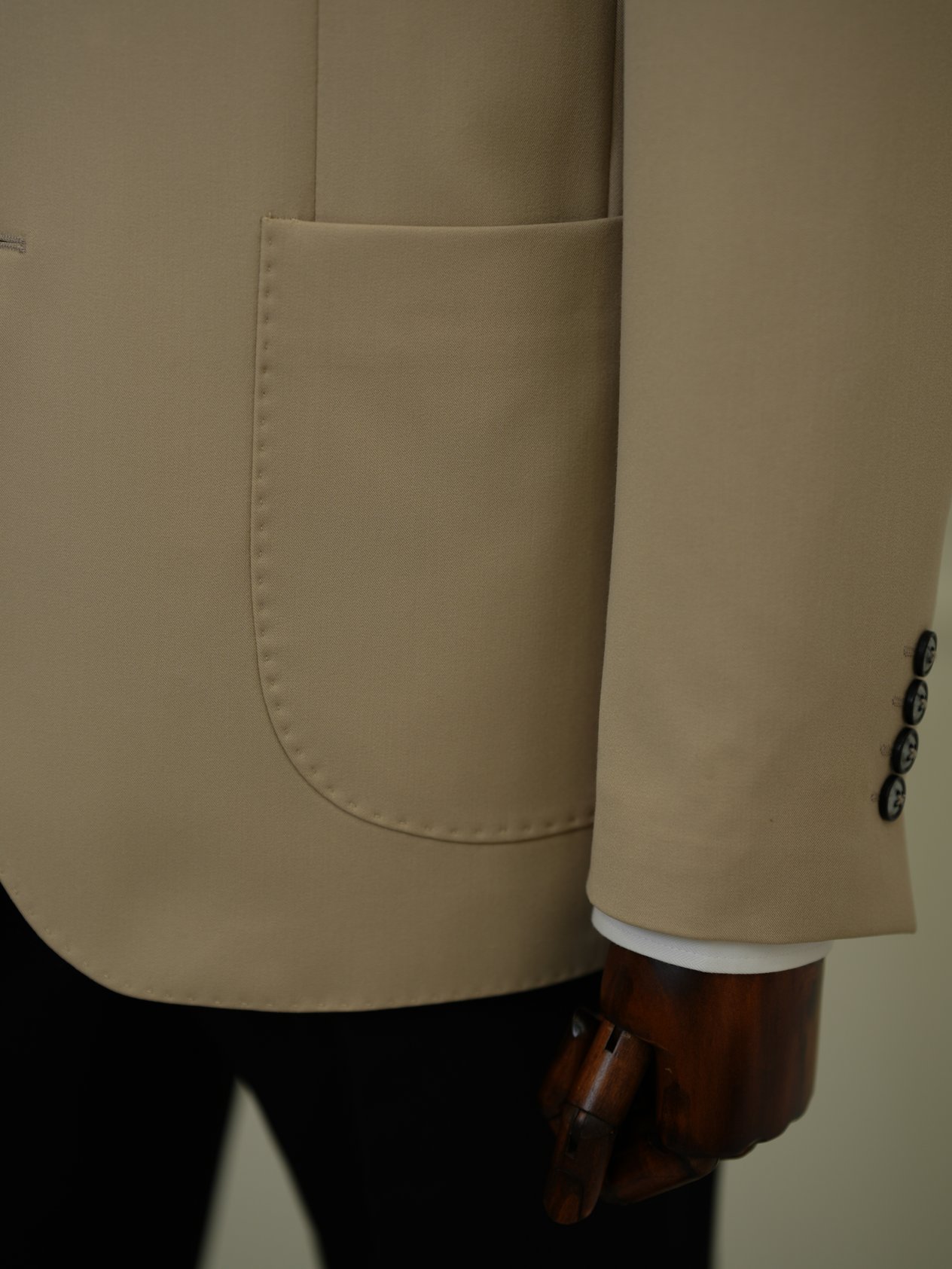 Erkek Premium İtalyan Stil Slim Fit Erkek Punto Dikişli Torba Cepli Yarım Astarlı Ceket-Bej